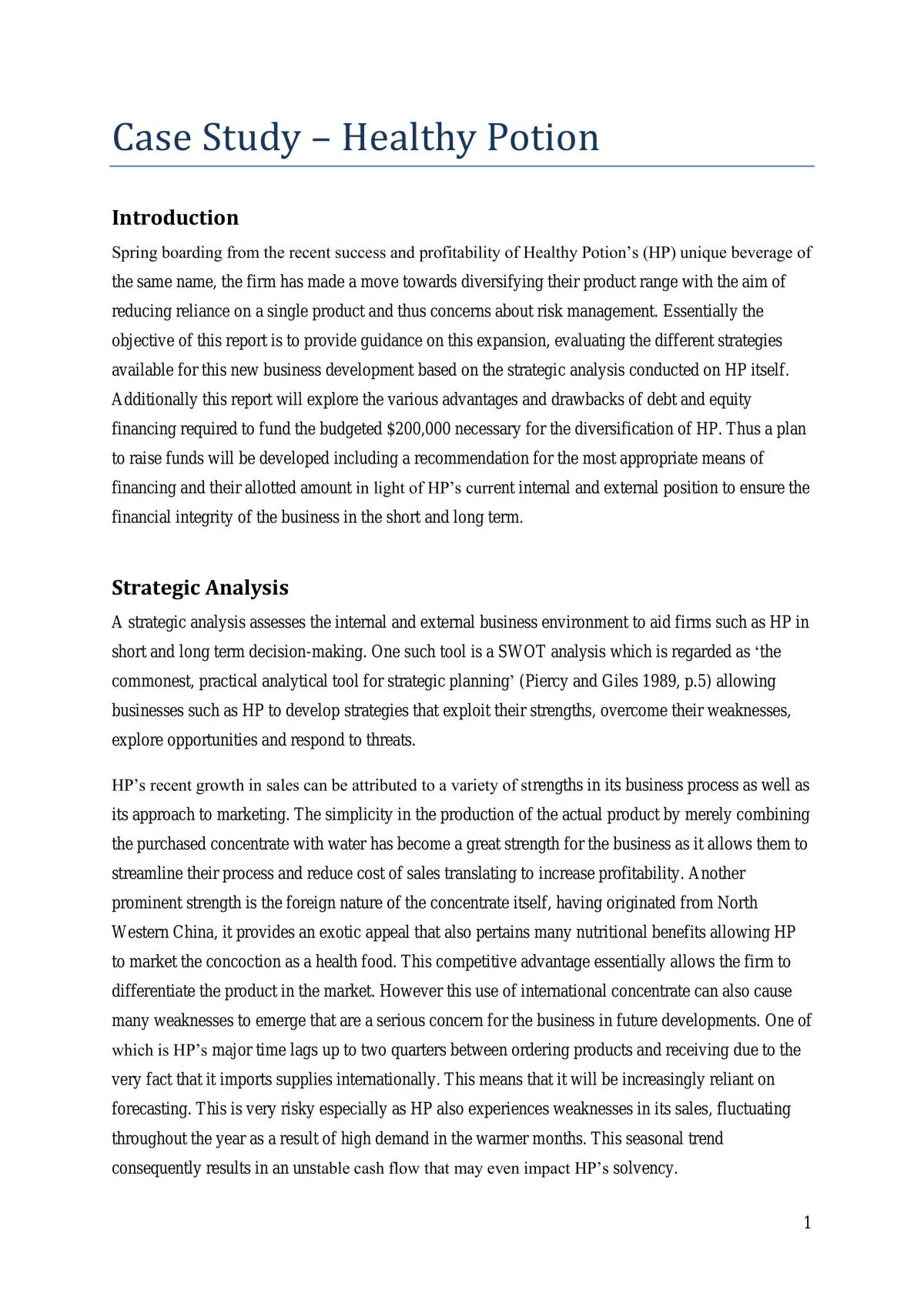 BUSS1001 Case Study Assessment - Page 1