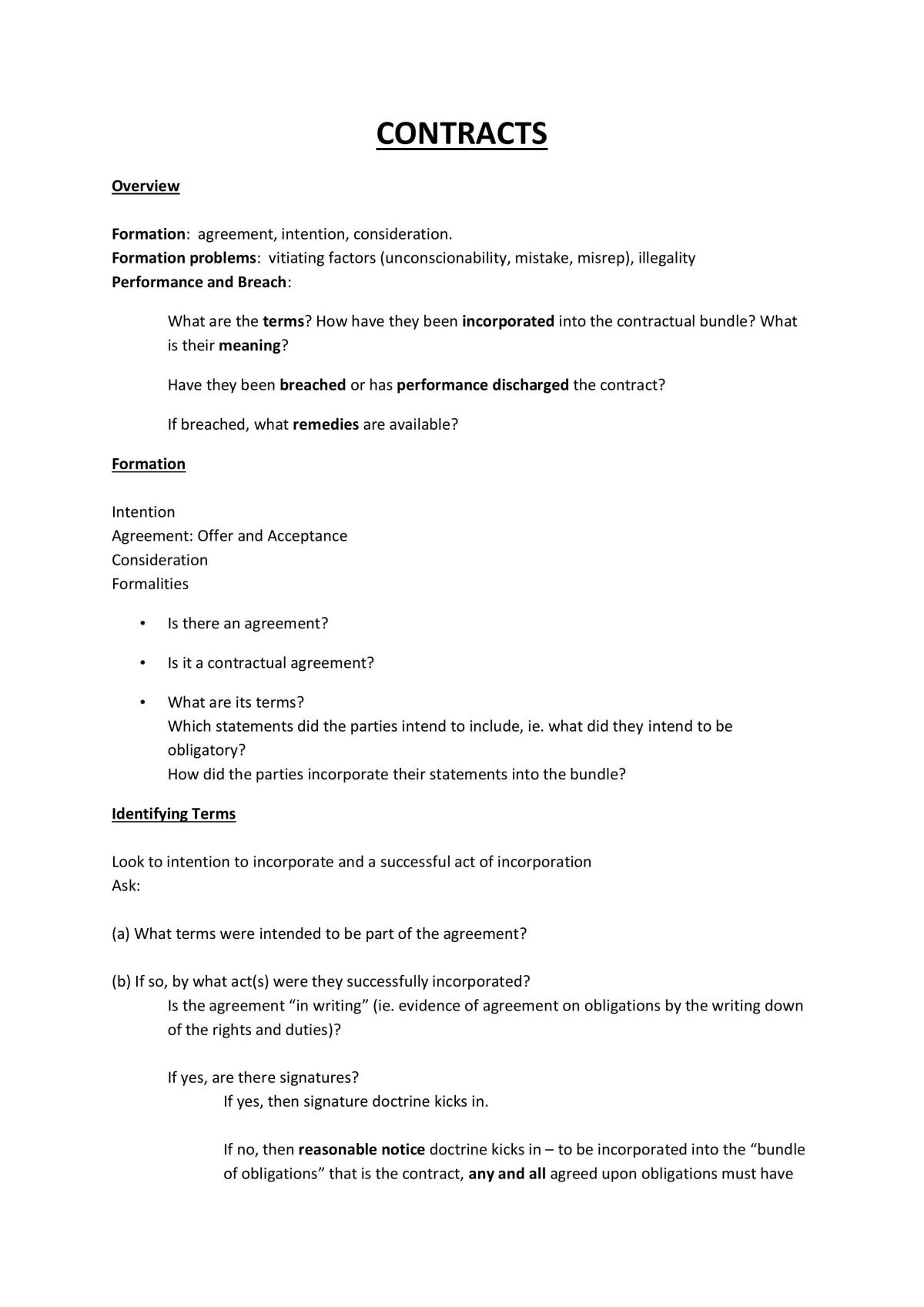 Griffith Uni Contracts Notes - Page 1