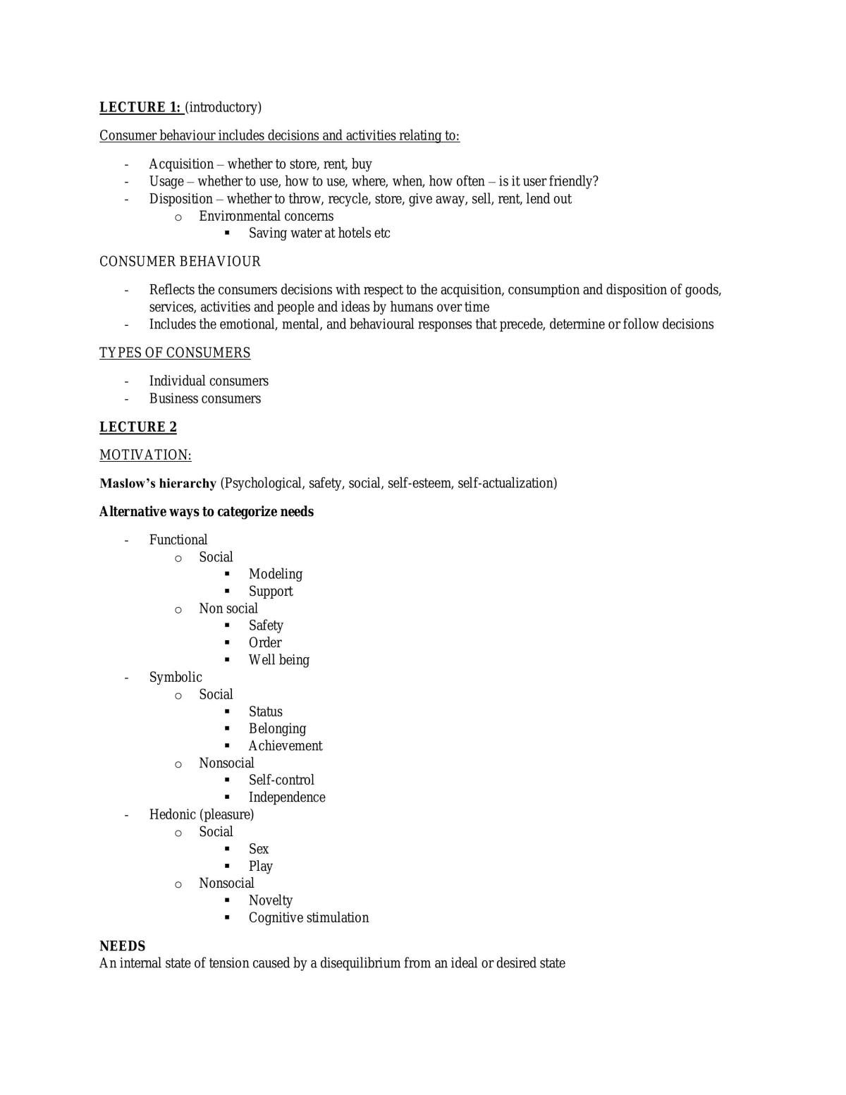 Buyer Behaviour Full Notes - Page 1