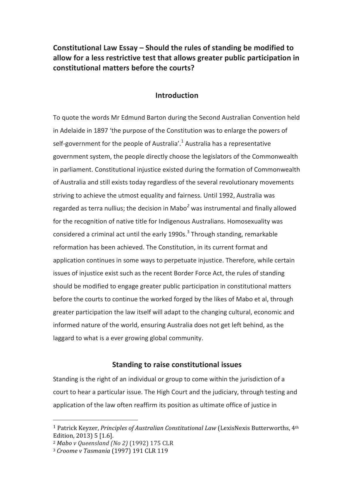 Constitutional Law Major Assignment - Page 1