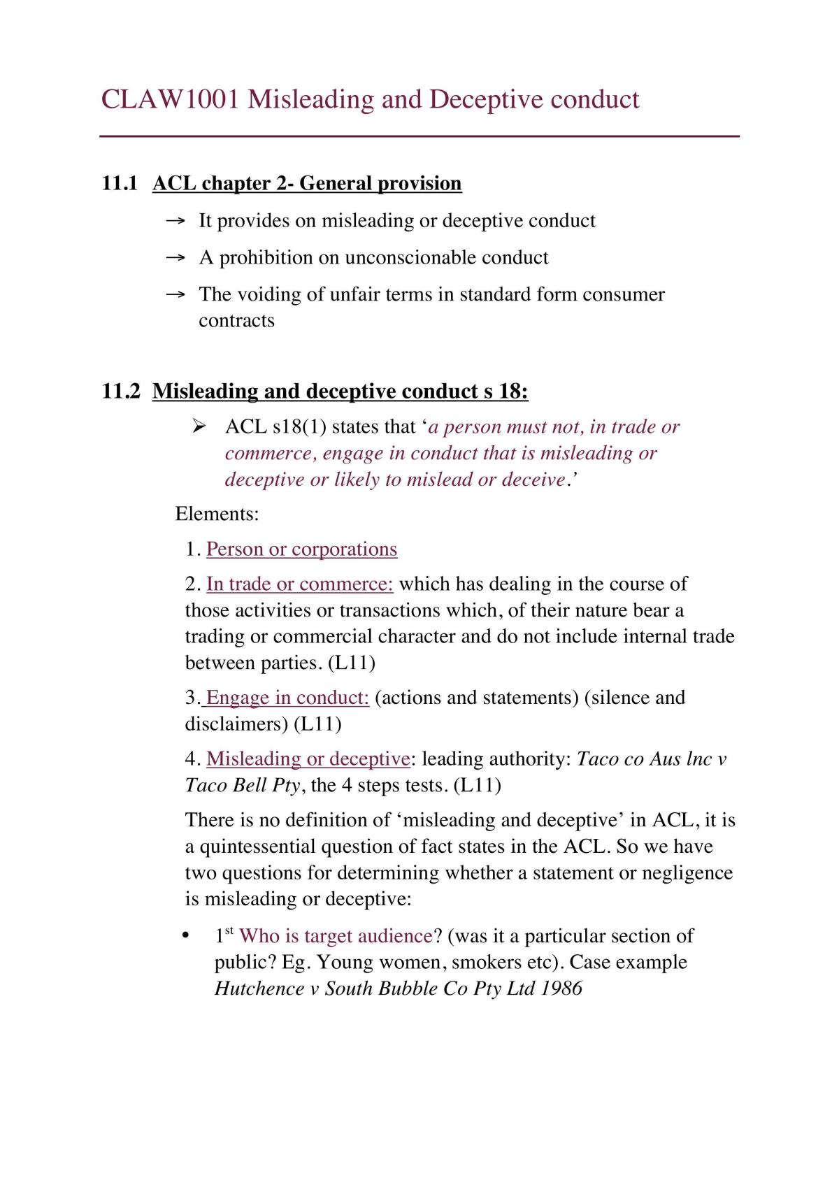 CLAW1001 CH7 Required Reading Notes - Page 1
