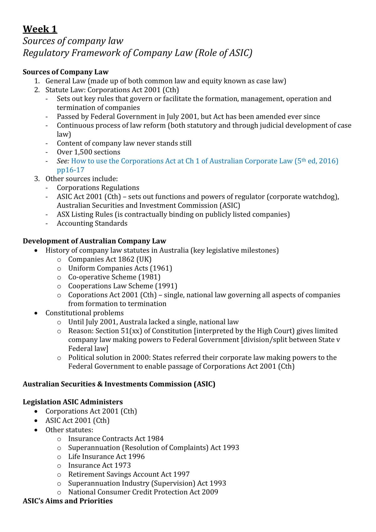 TABL2741 Week 1 & 2 Study Notes - Page 1