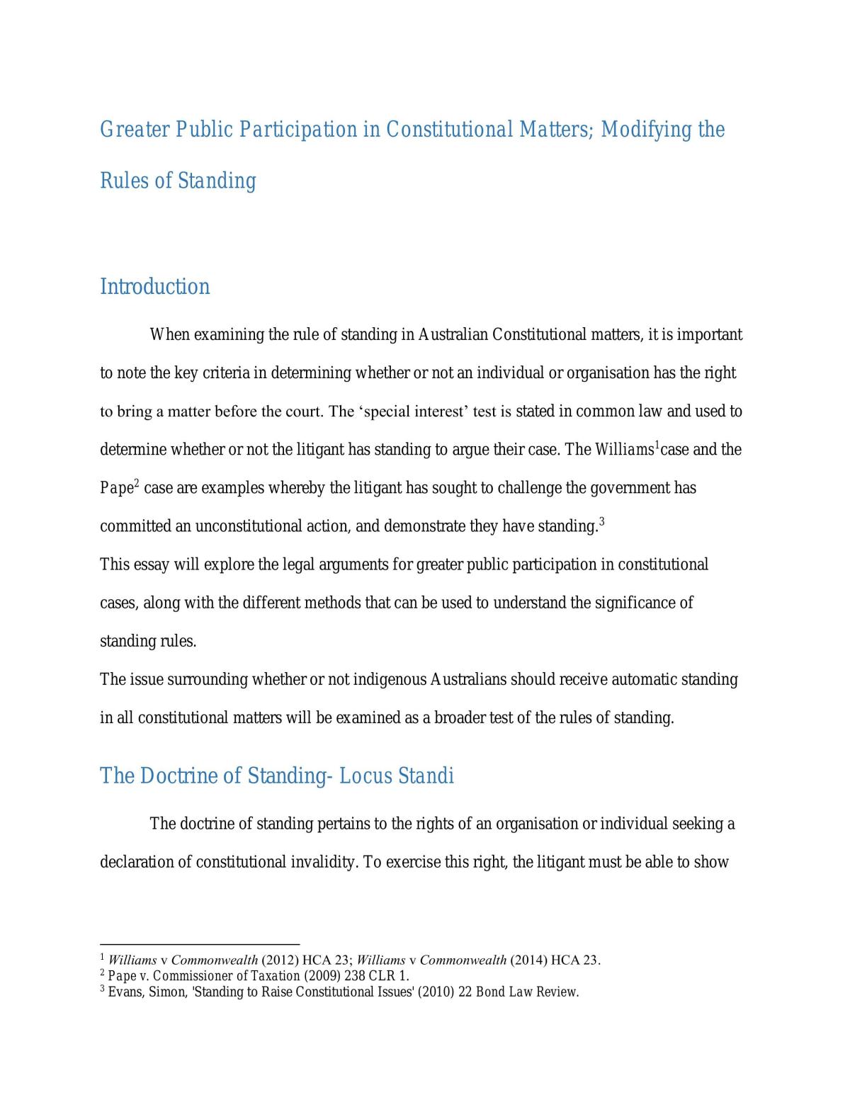 Modifying the Rules of Standing - Page 1