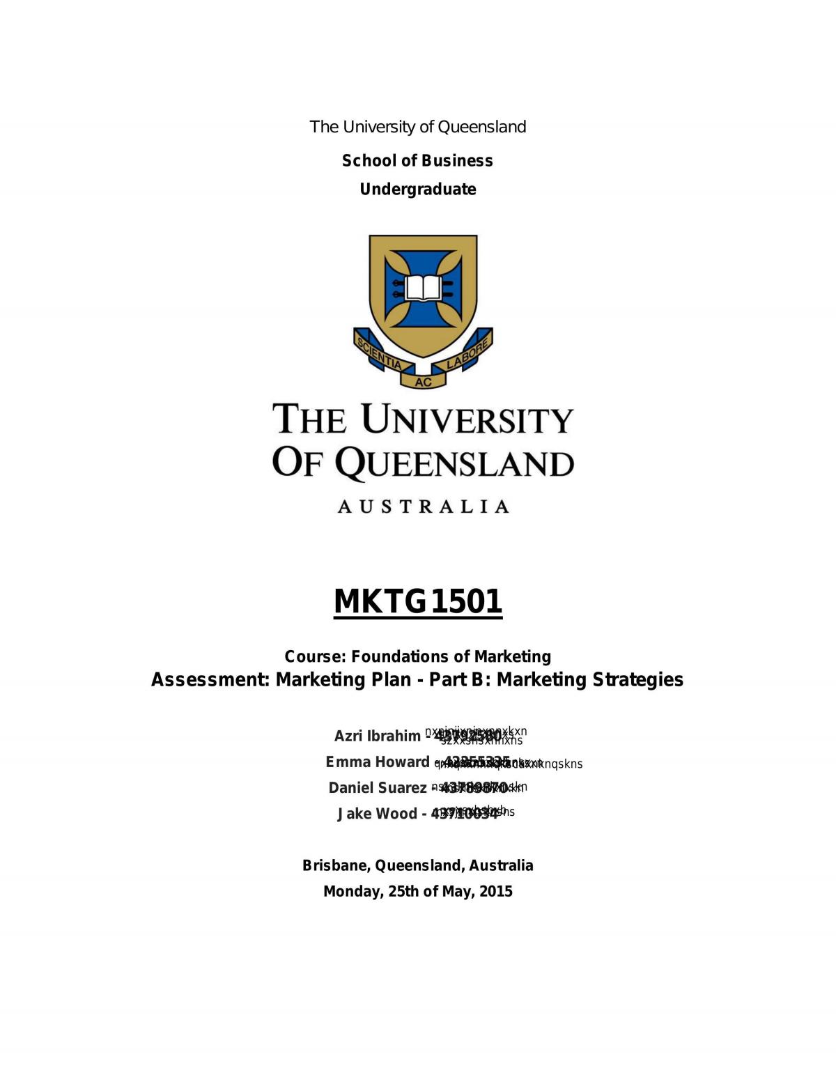 Marketing Plan - Page 1