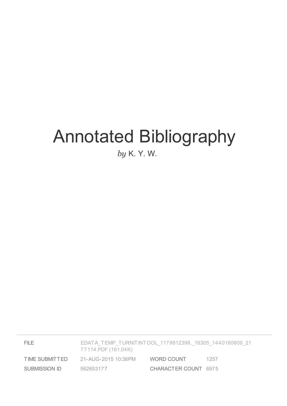 Annotated Bibliography - Page 1