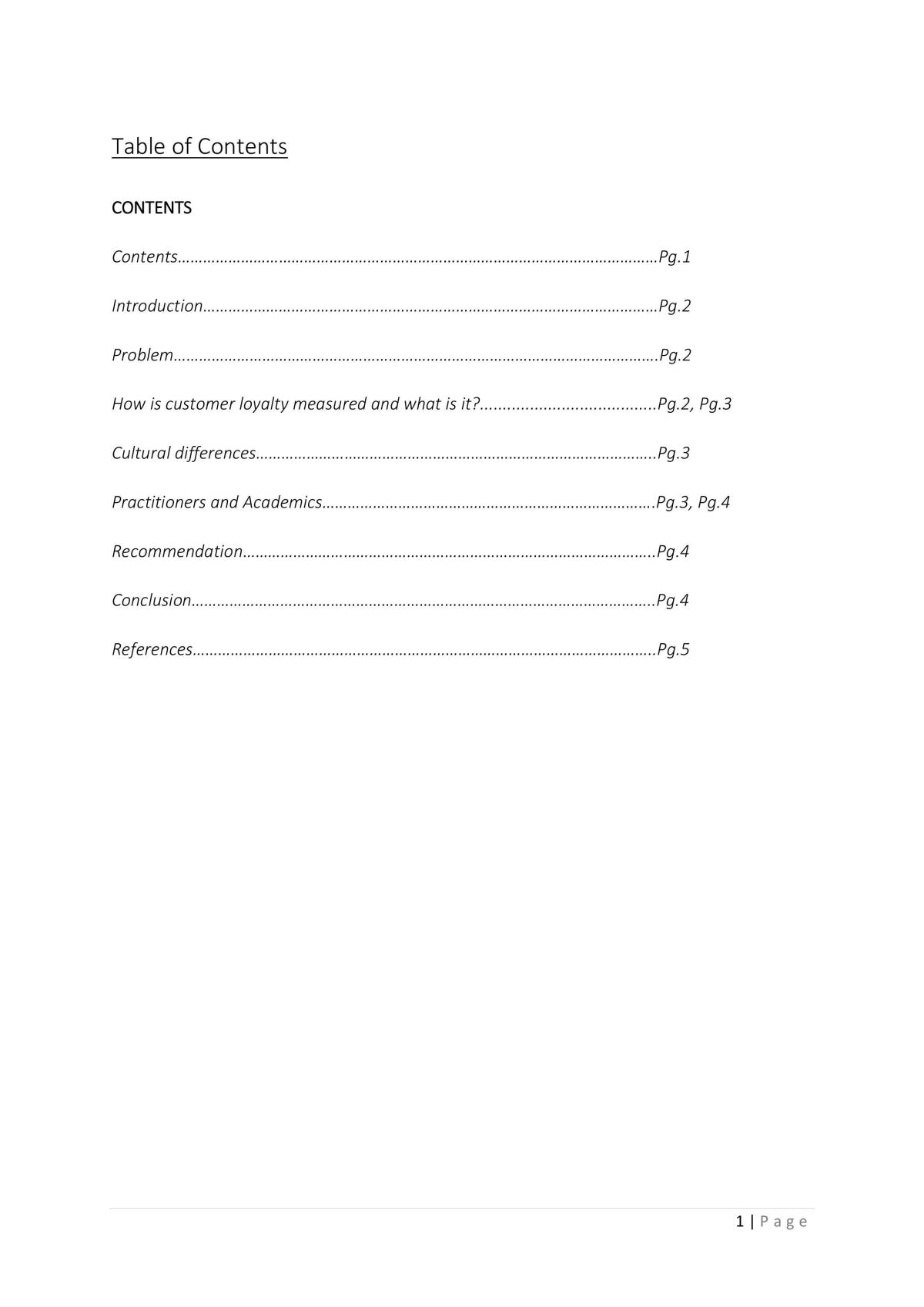 Customer Loyalty - Page 1