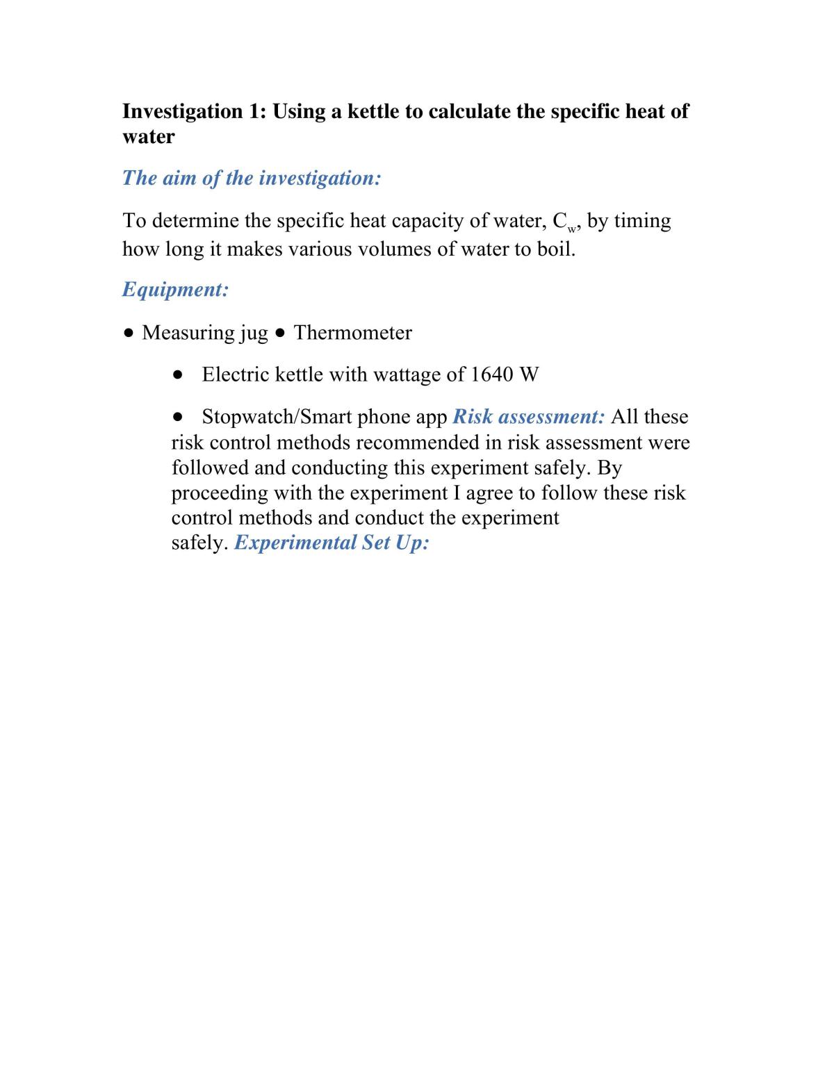 PHYS1110 First Investigation - Page 1