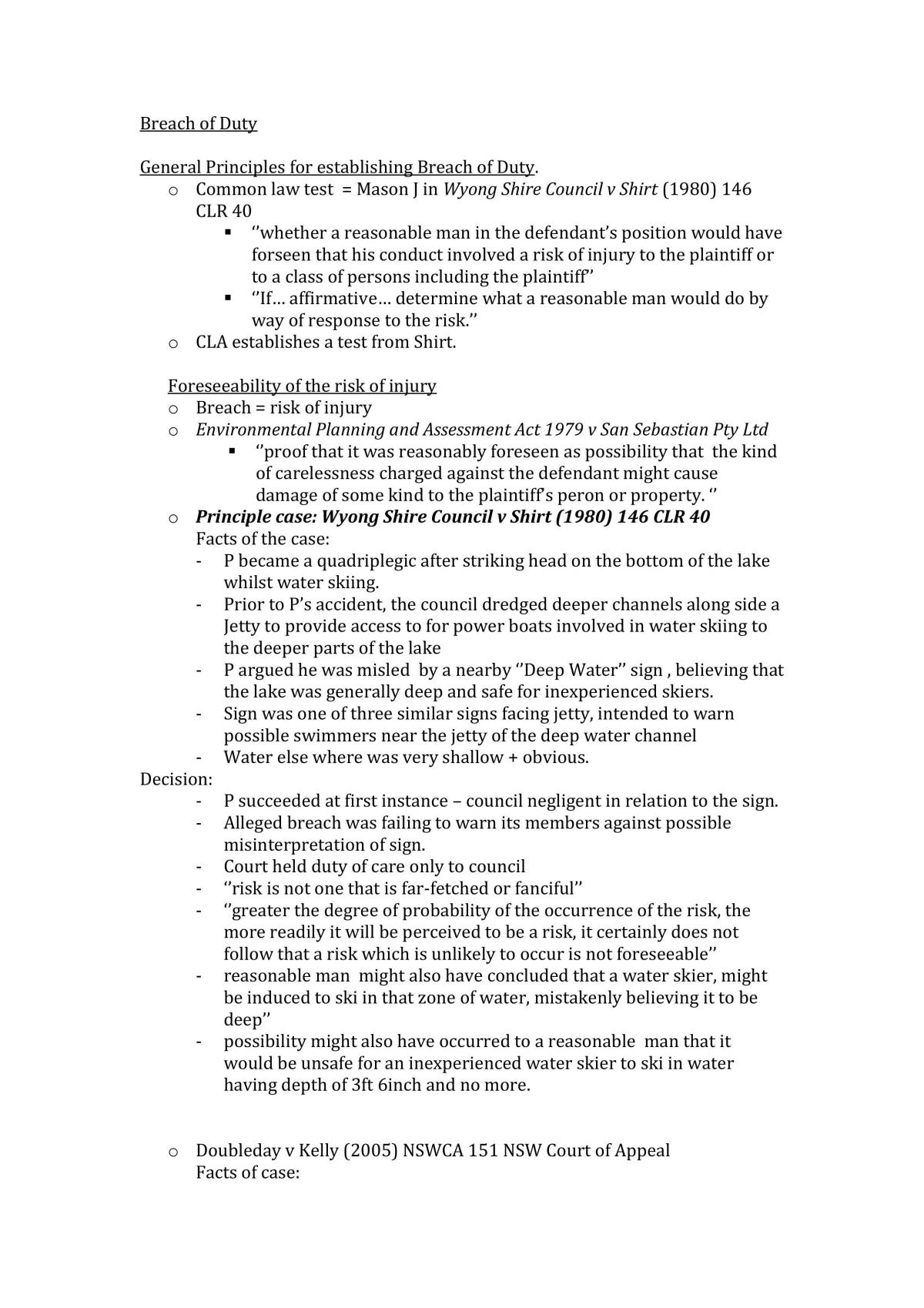 Breach of Duty Notes - Page 1
