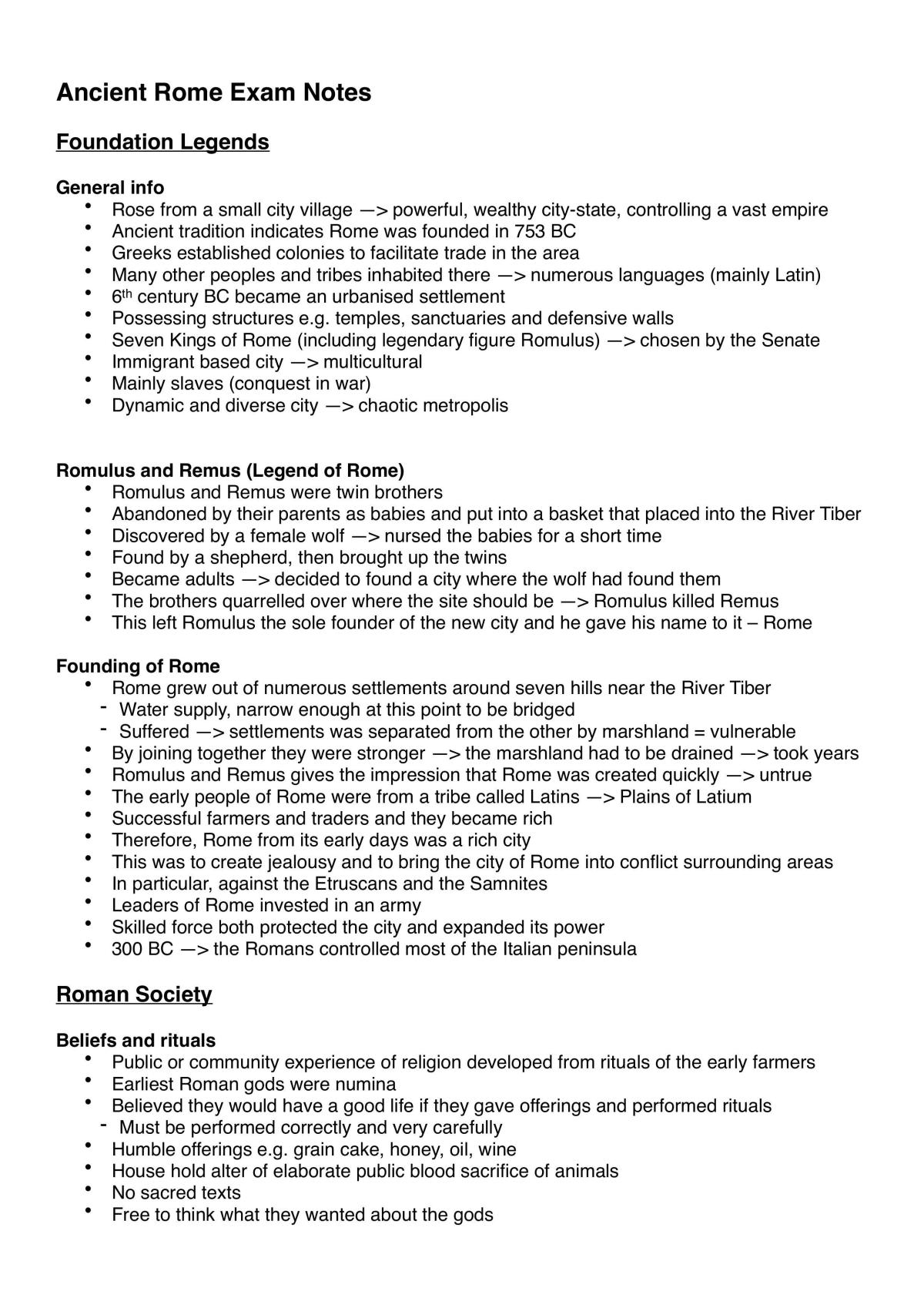Preliminary Ancient Rome Notes  - Page 1