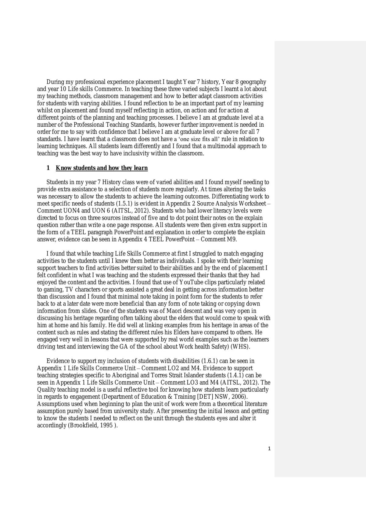 EDUC6773 Professional Reflections - Page 1