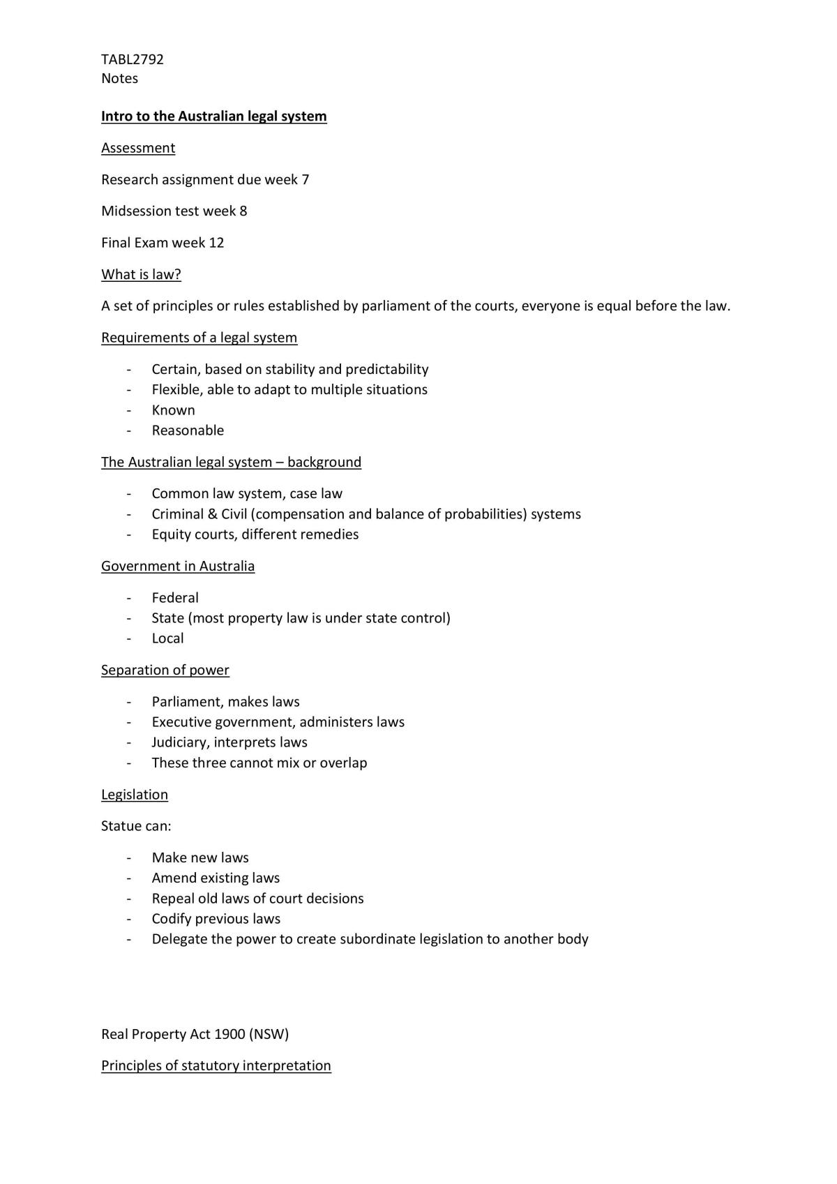 TABL2792 Full Course Notes - Page 1