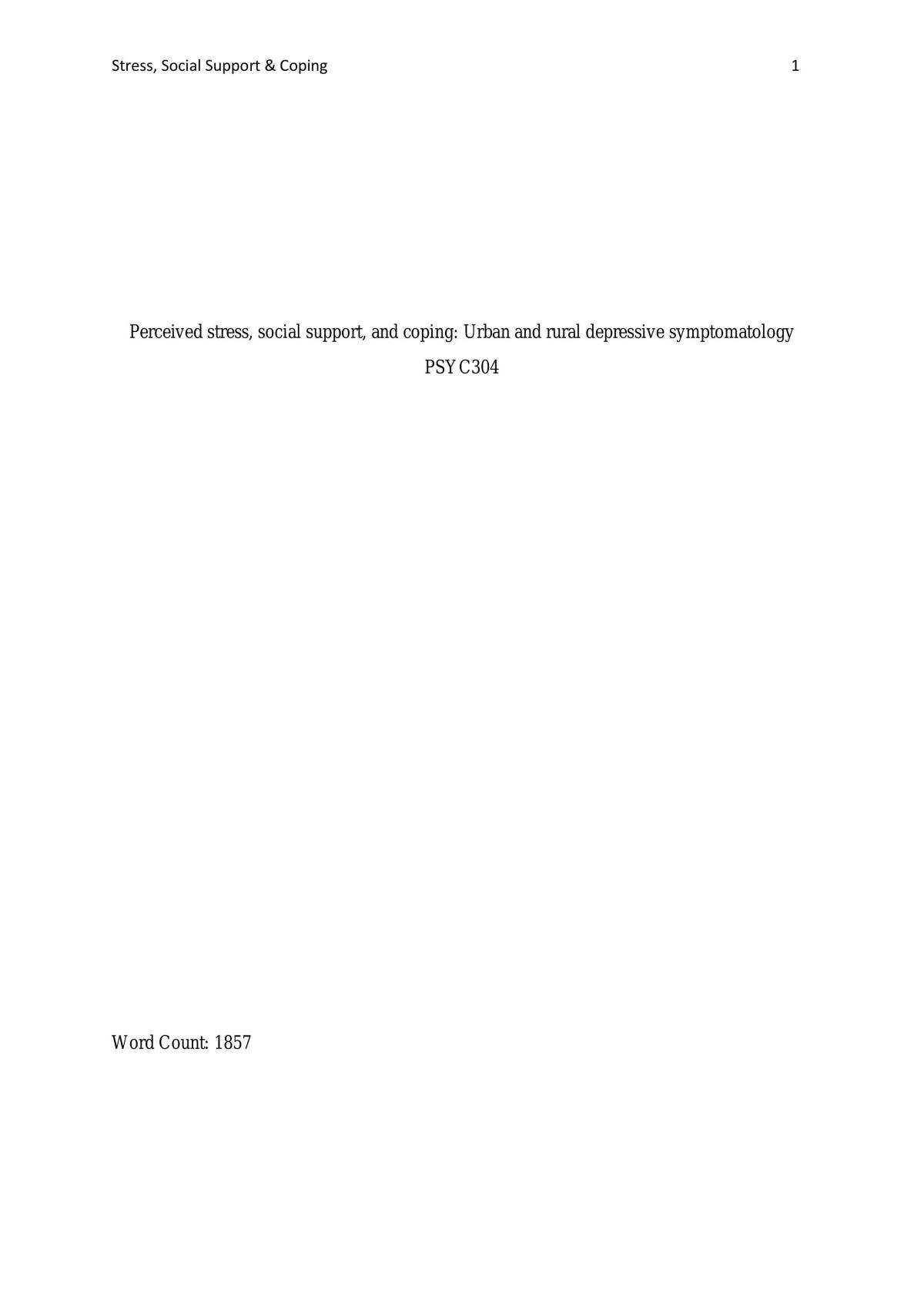 Perceived Stress - Urban and Rural  - Page 1