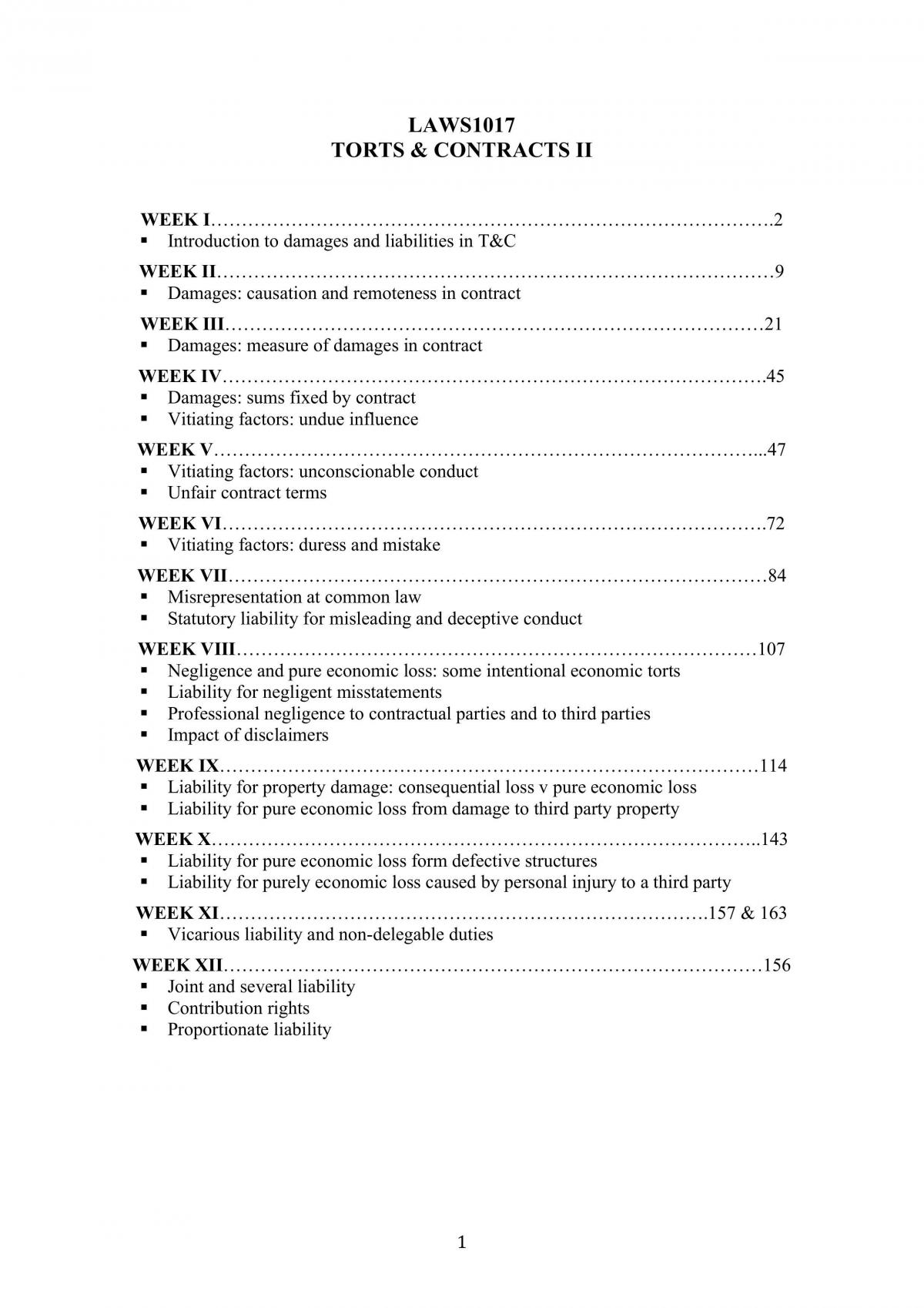 Torts & Contracts II Final Notes - Page 1