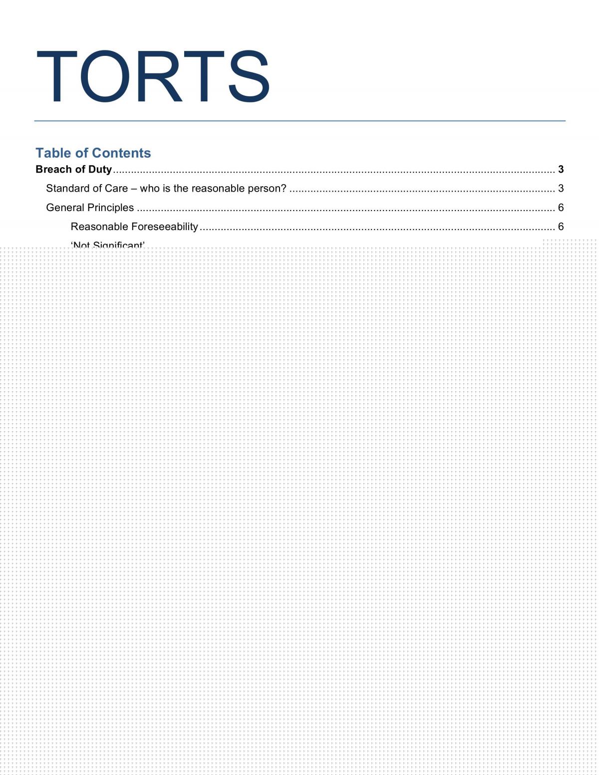 200008 Torts Law Exam Notes - Page 1