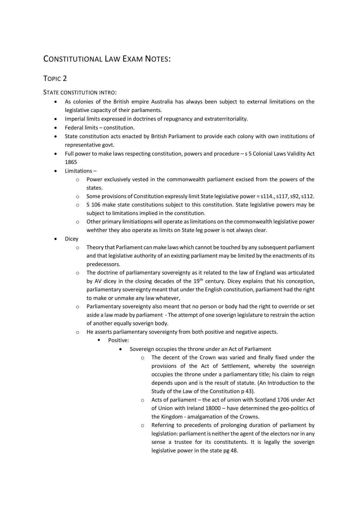 Final Exam Constitutional Exam Notes - Complete - Page 1