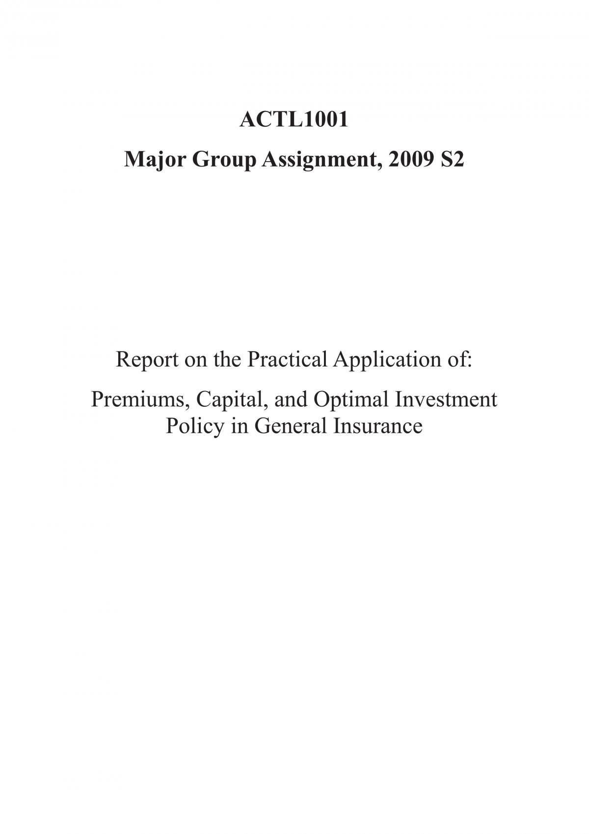 Actl1001 Assignment - Page 1