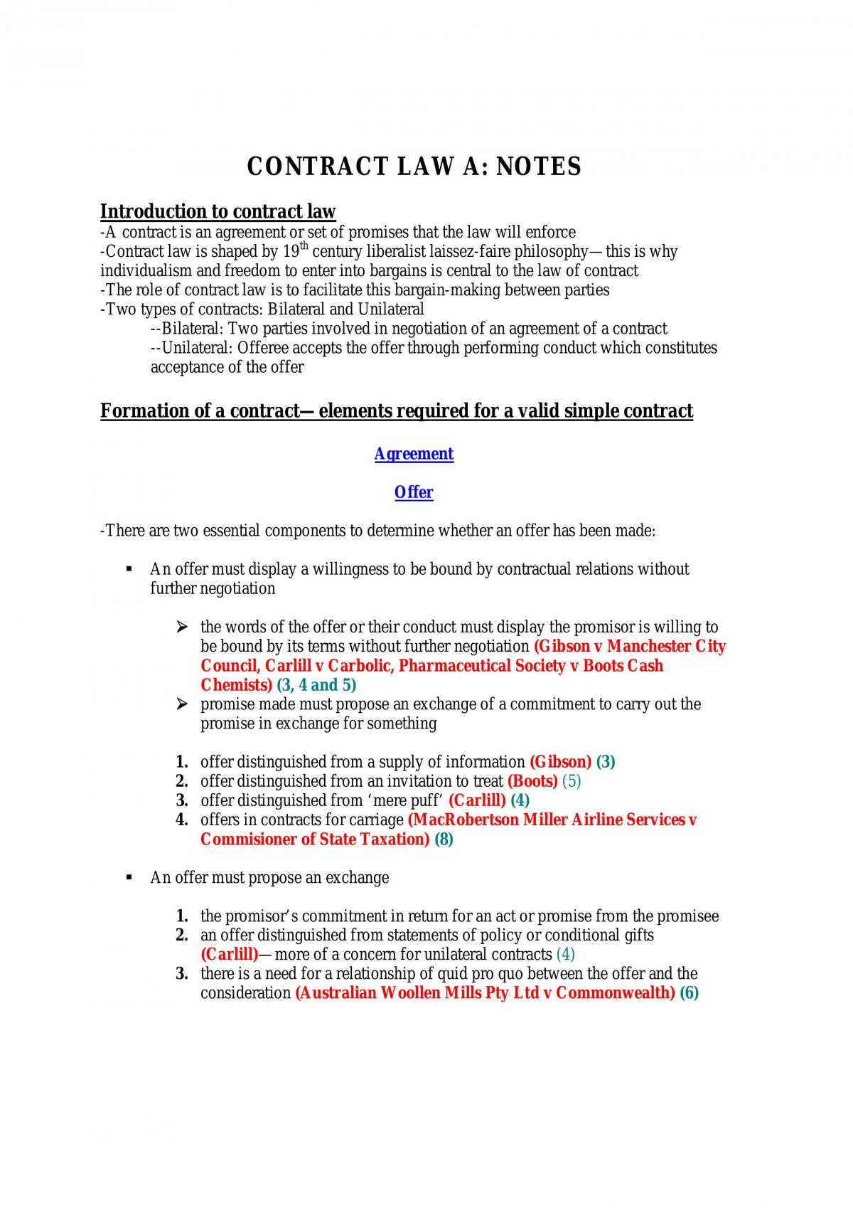 Conract Law !St Year - Page 1