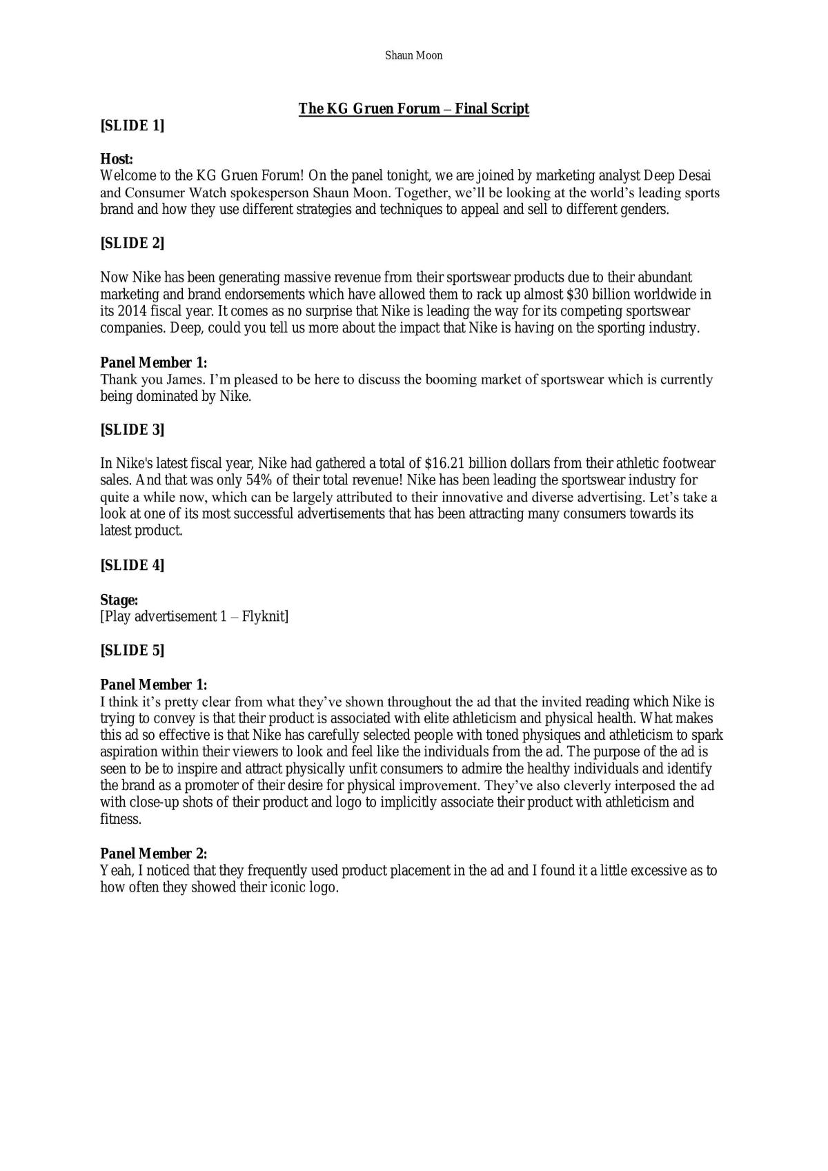Advertising Panel Interview Script - Page 1