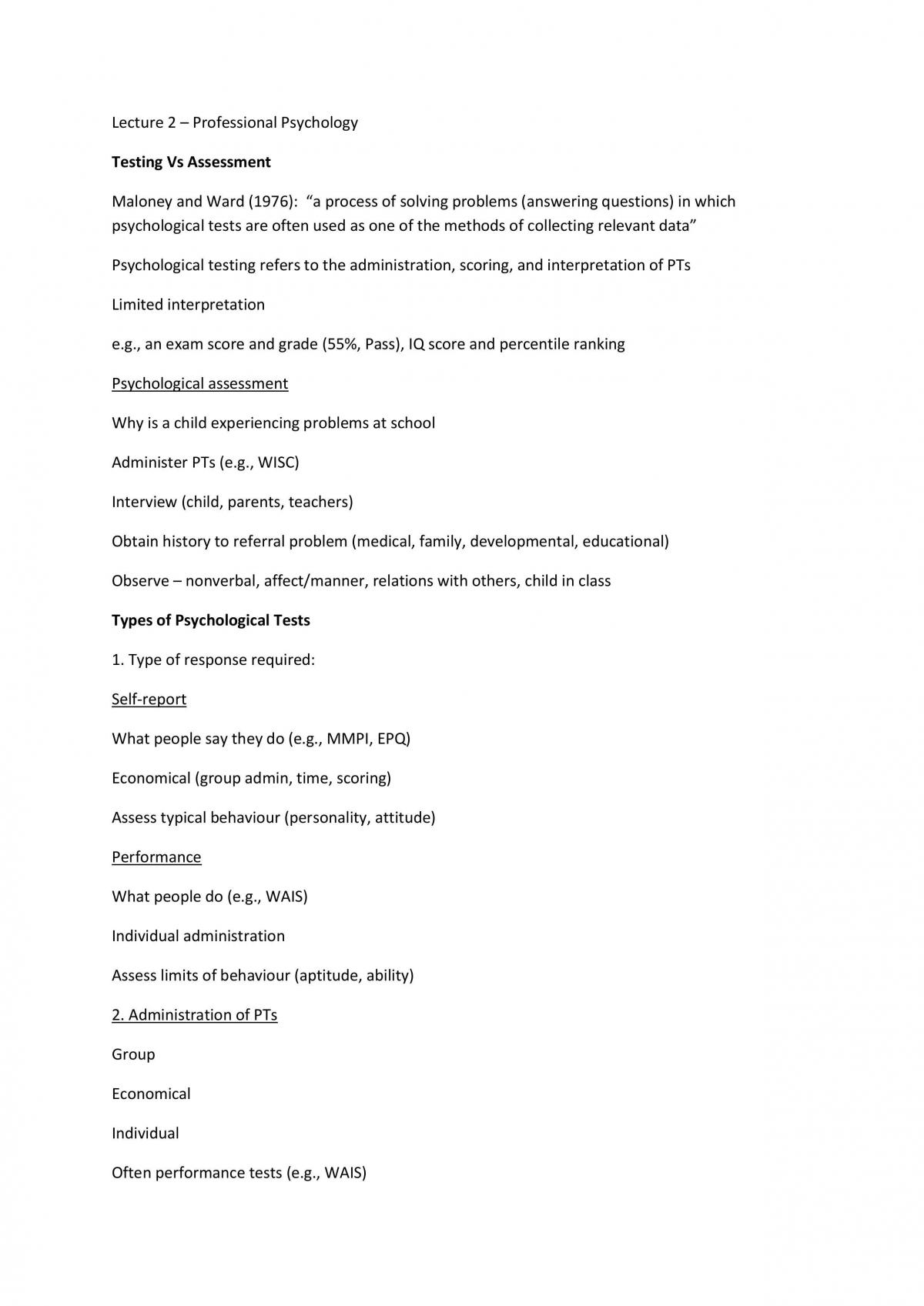Psychological Testing Notes - Page 1