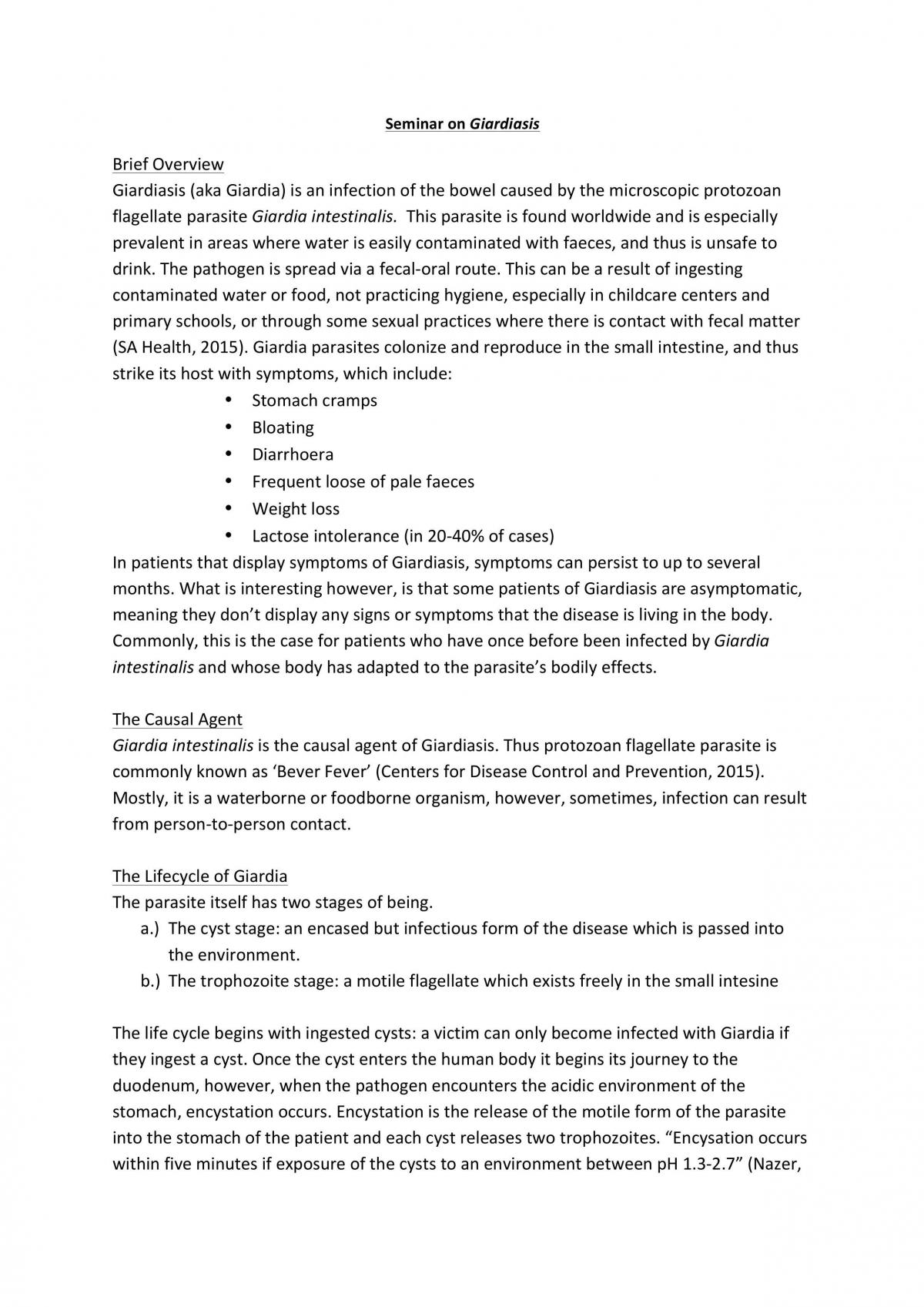 Seminar on Giardiasis  - Page 1
