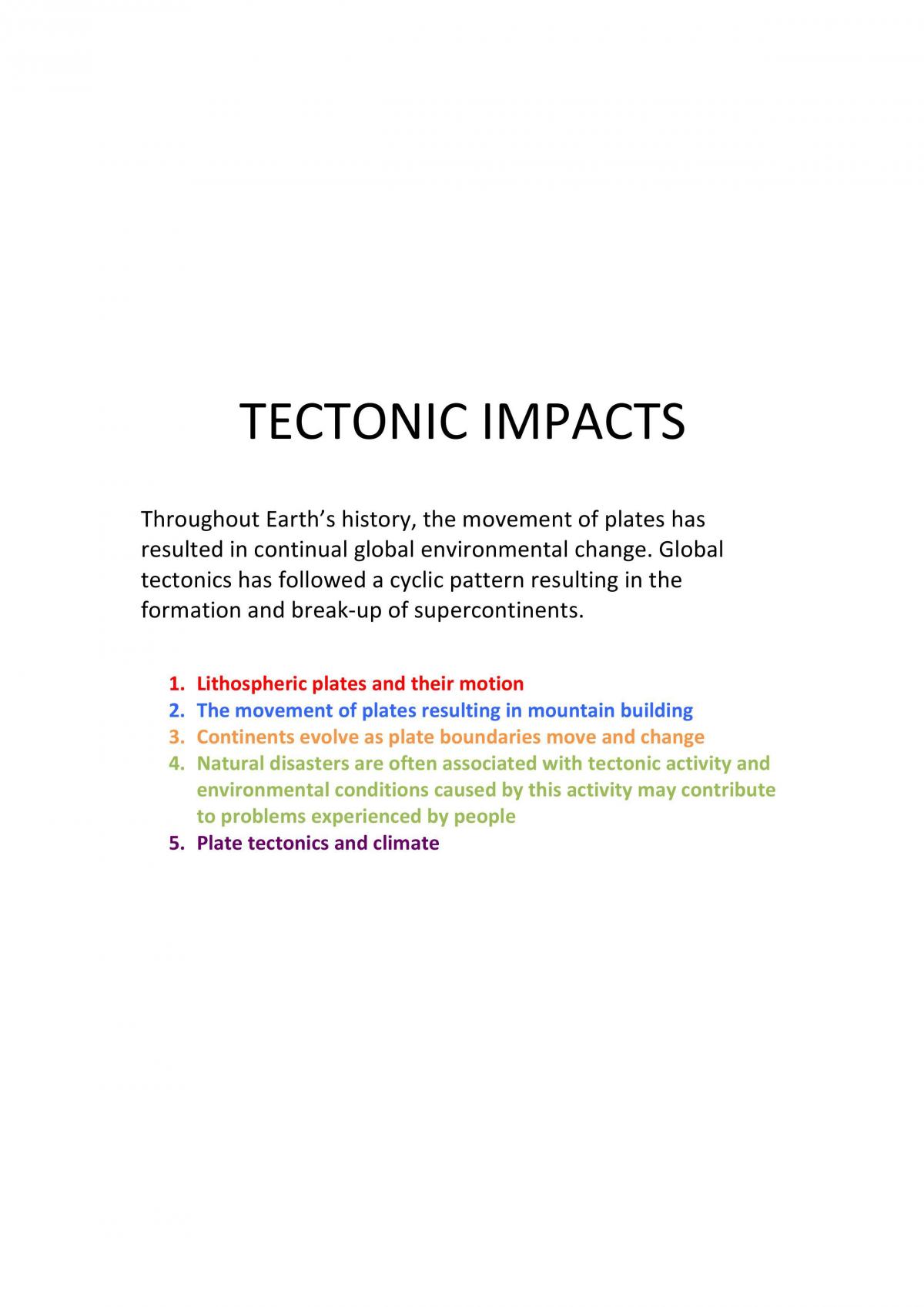 Tectonic Impacts Summary - Page 1