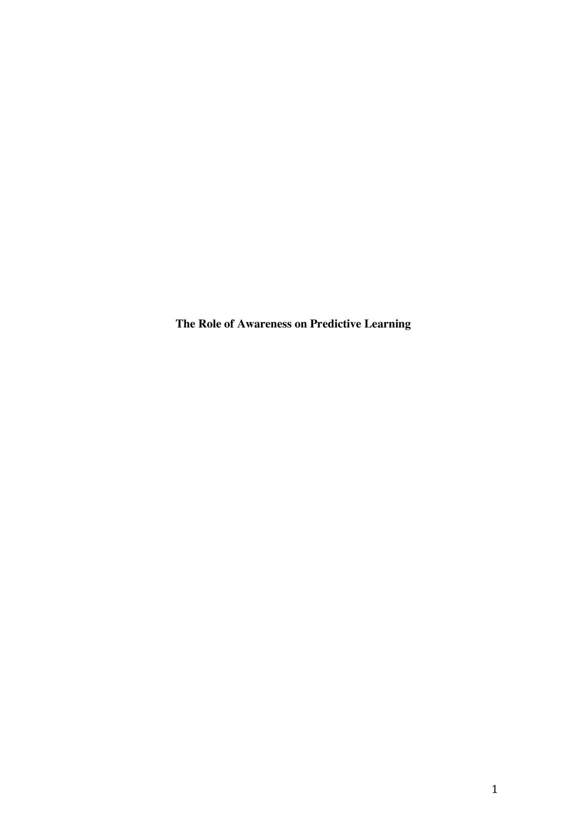 The Role of Awareness on Predictive Learning - Page 1