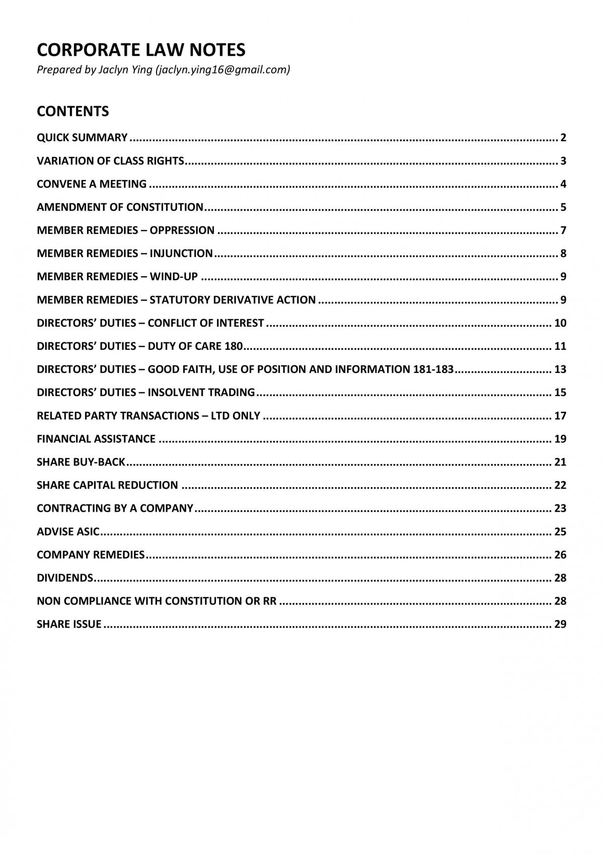 Full Notes for BLAW20001 - Page 1