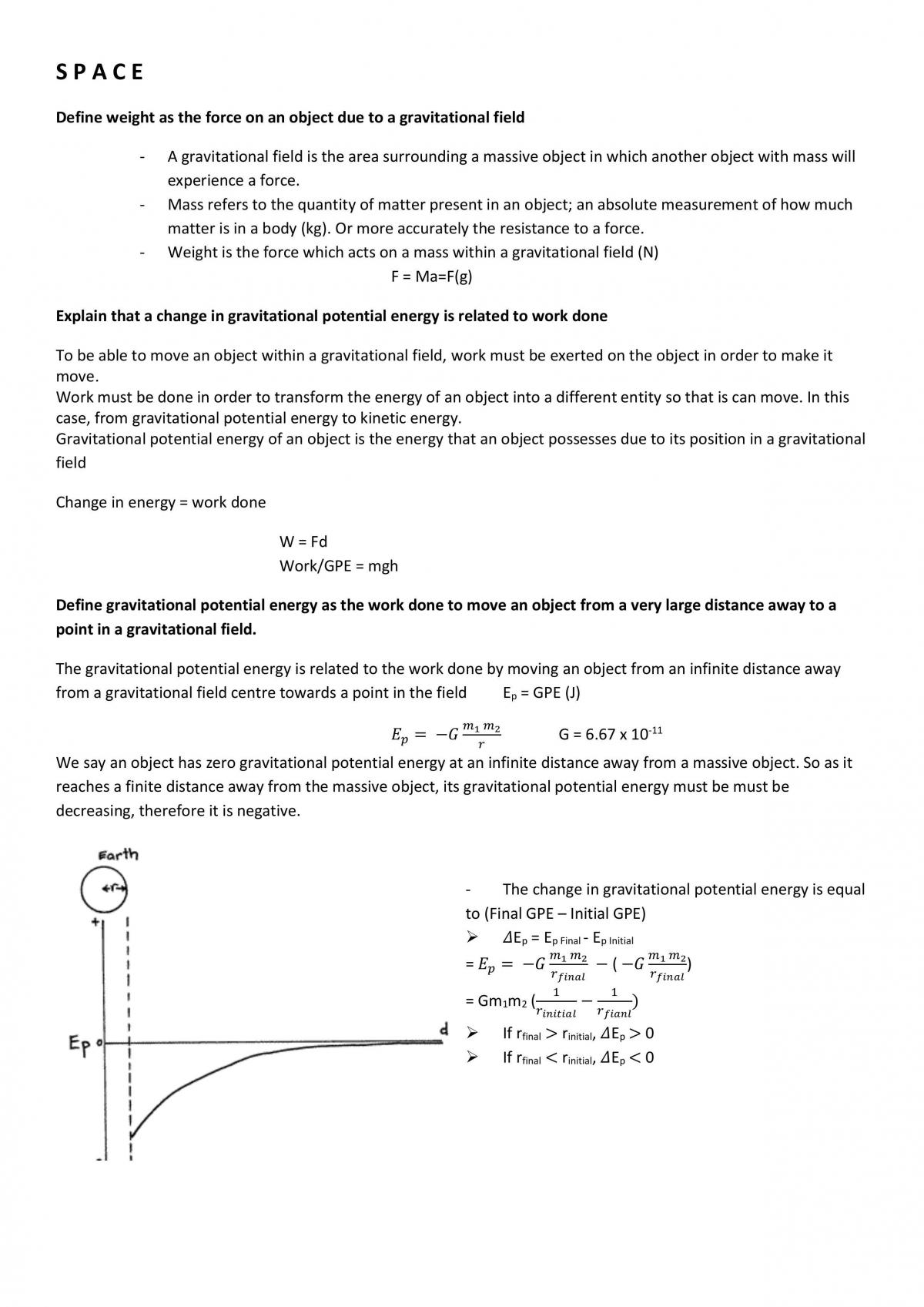 HSC Deatiled Physics Space Core Notes - Page 1