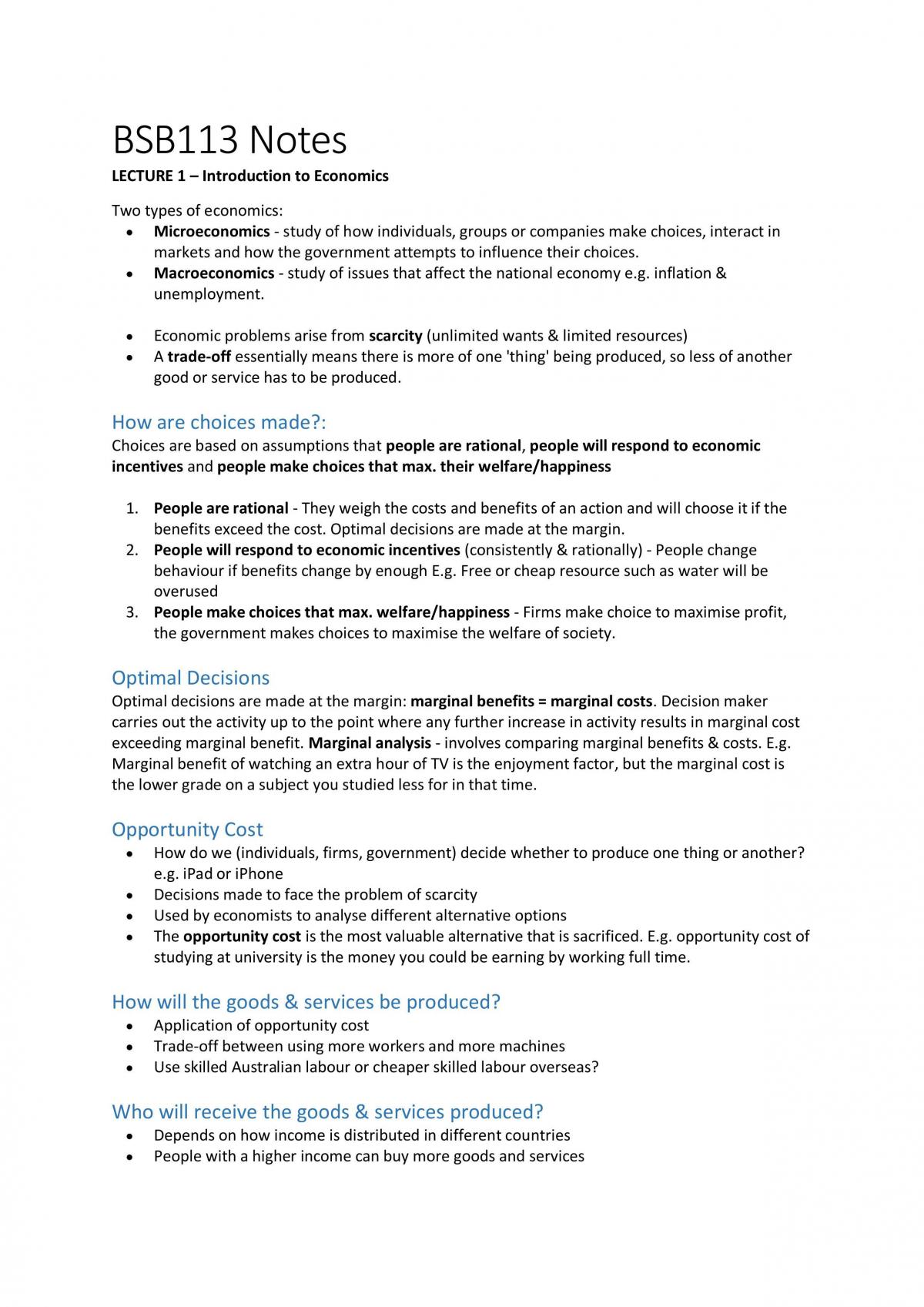BSB113 Lecture 1-8 Notes - Page 1