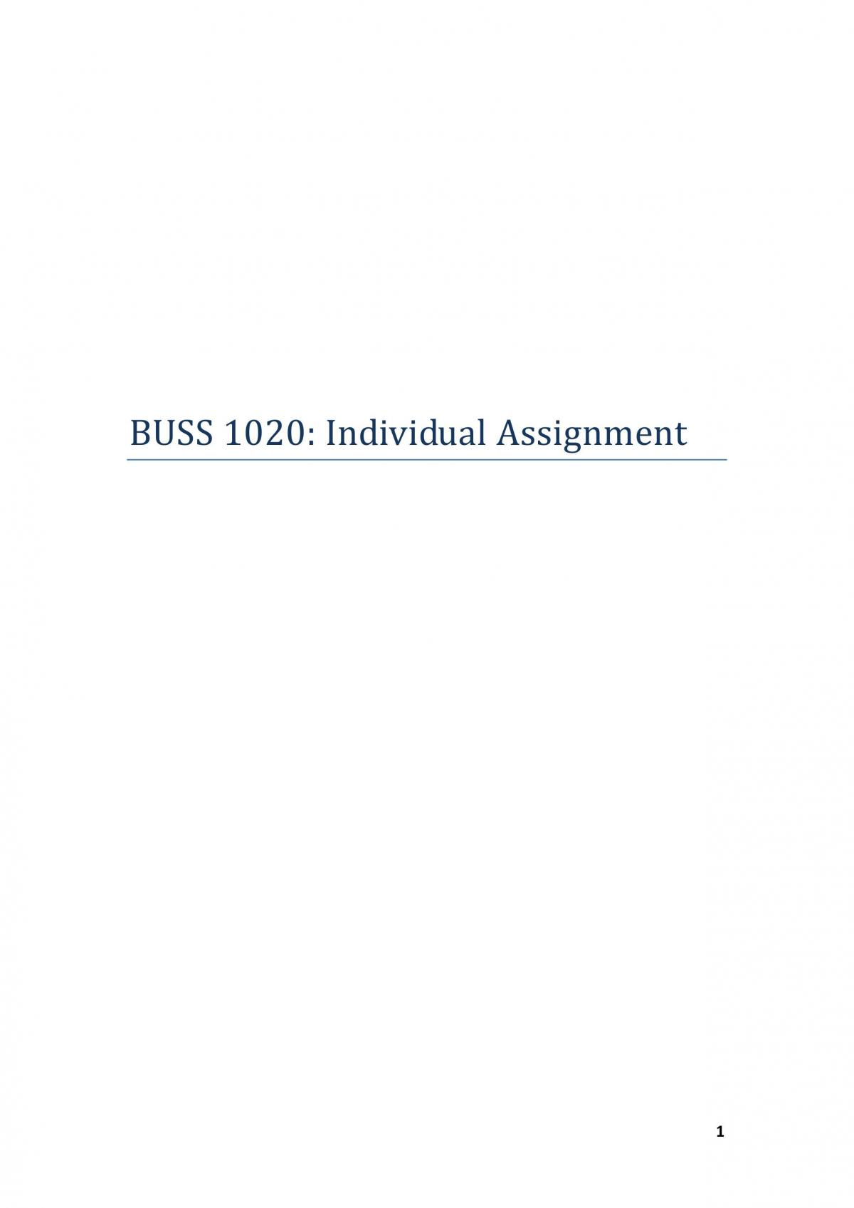 BUSS1020 Individual Assignment - Page 1
