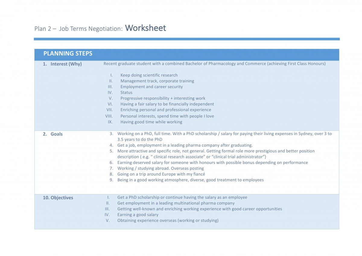 Plan 2 Worksheet - Page 1