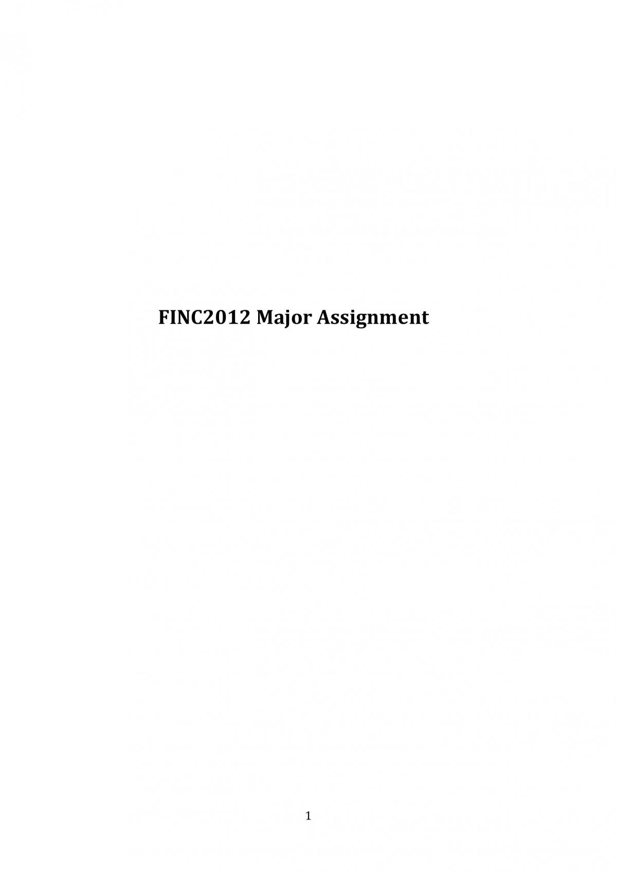 FINC2012 Assignment - Page 1