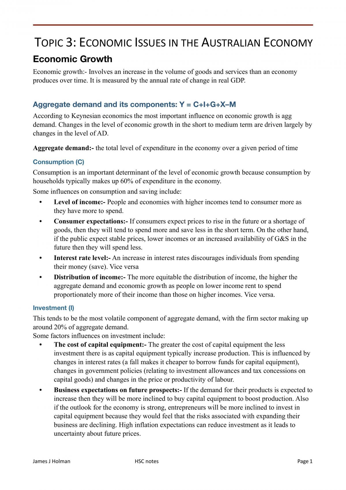 Economic Issues Notes - Page 1