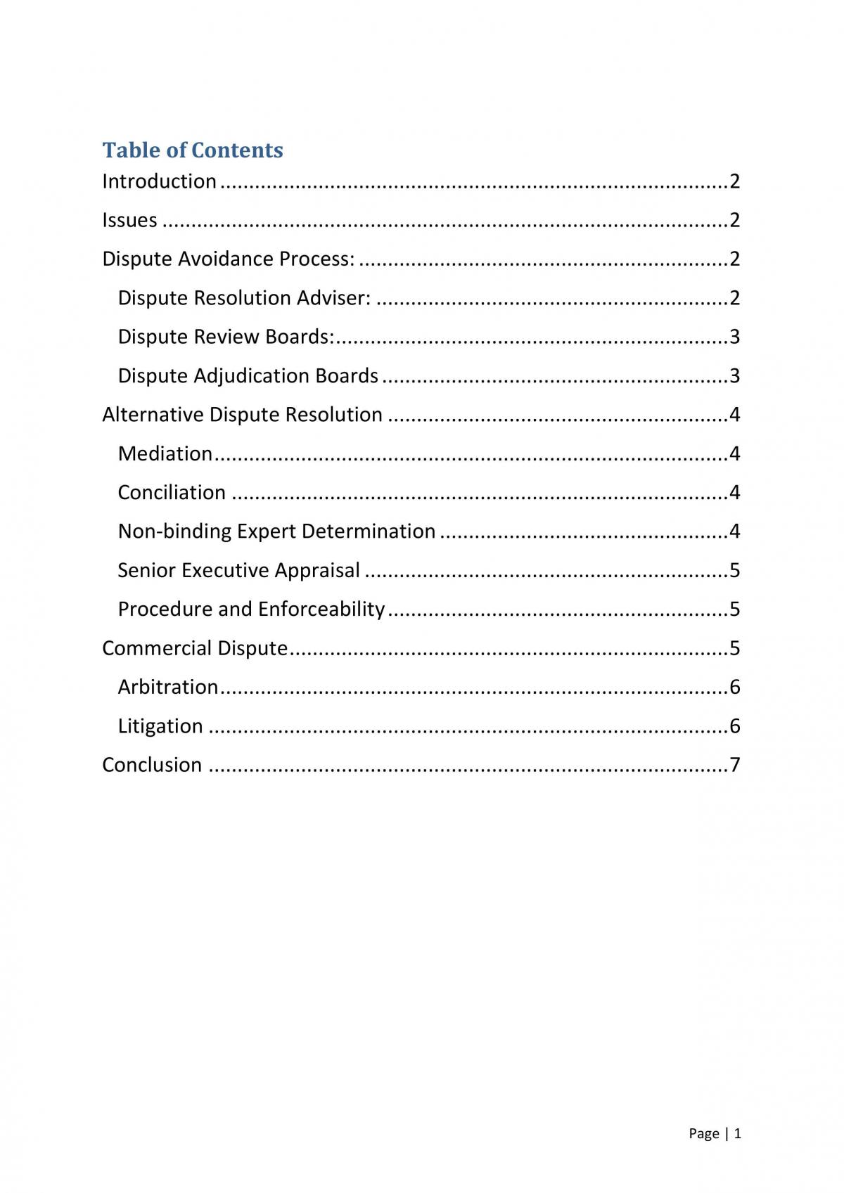 Dispute Resolution Assignment - Page 1