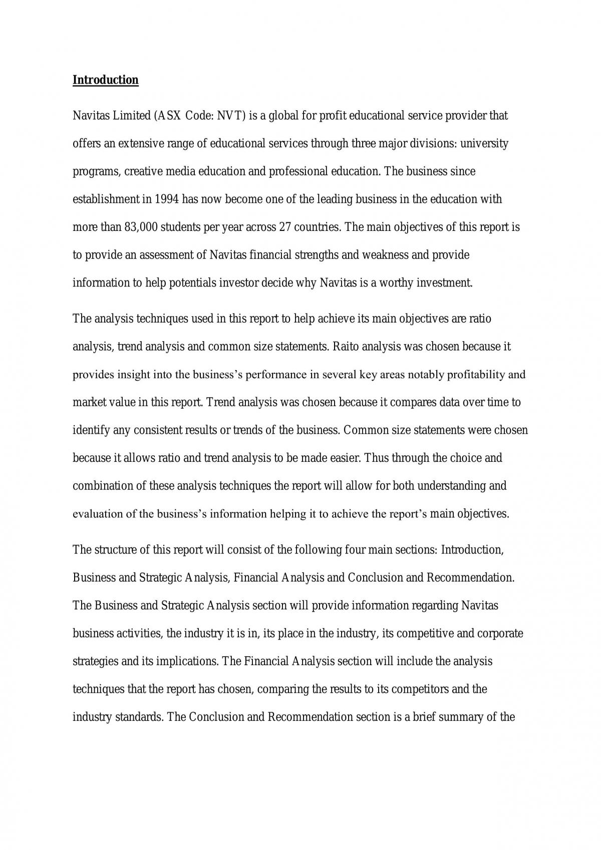 BUSN1001 Assignment for Navitas - Page 1