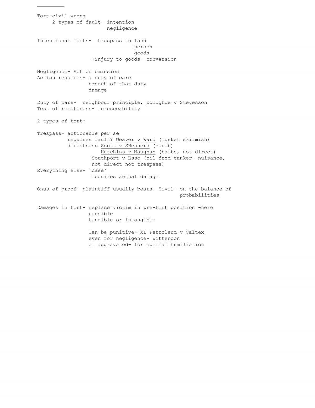 Torts Notes - Final Exam - Page 1