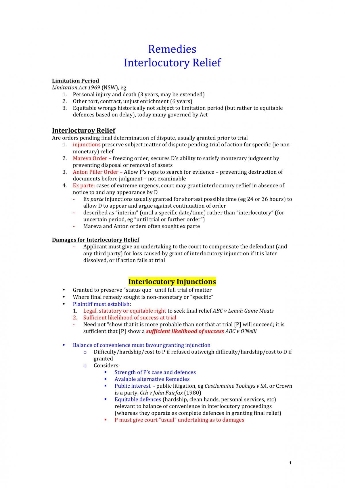 Remedies Problem Solving Questions Final Note - Page 1