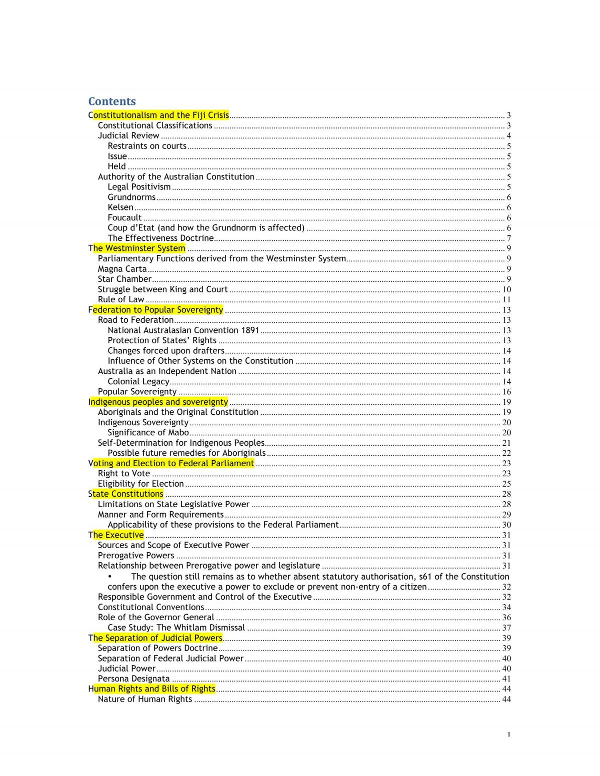 LAWS1141 - Exam Notes - Page 1