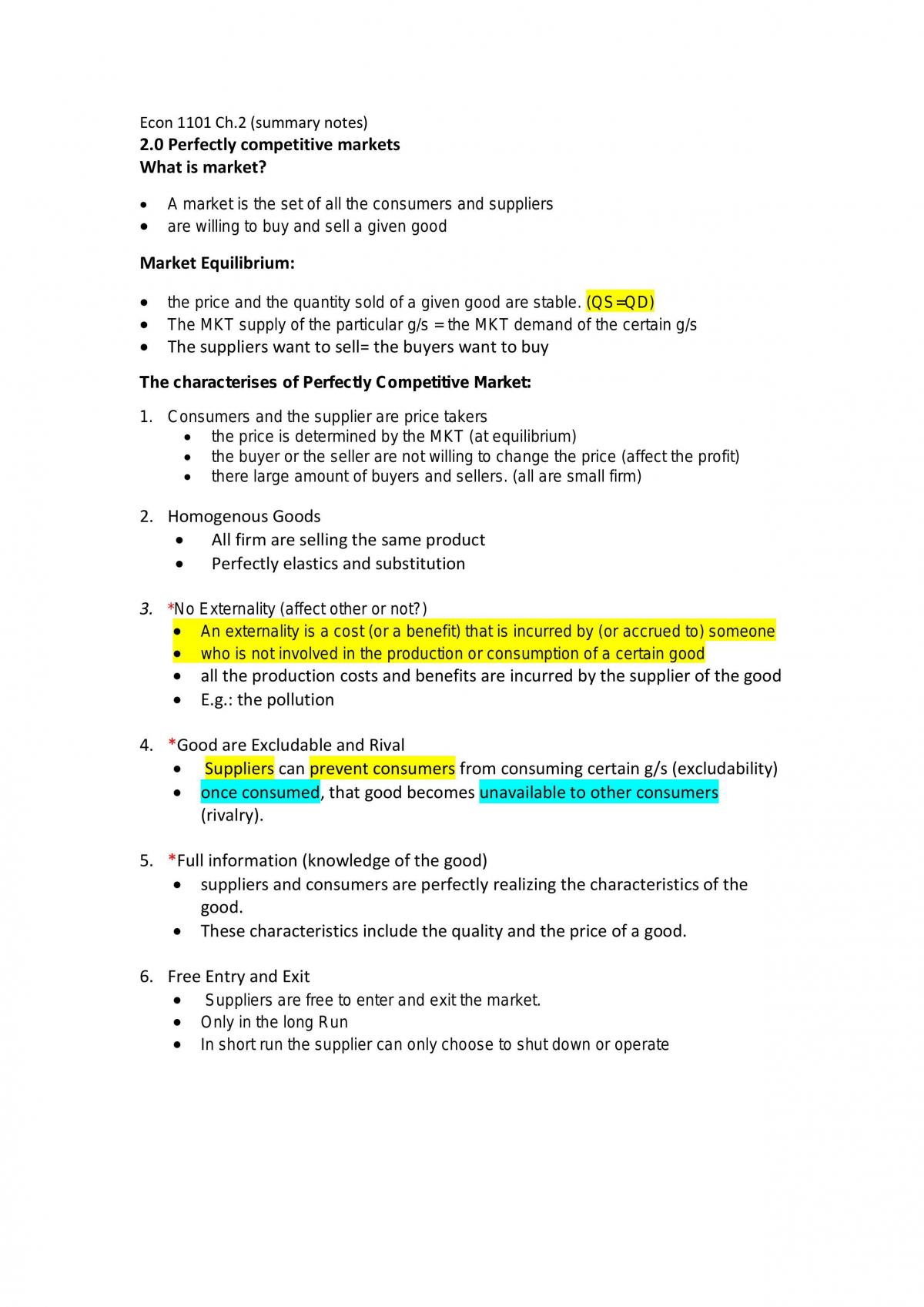 Ch.2 Notes of the Econ 1101 - Page 1