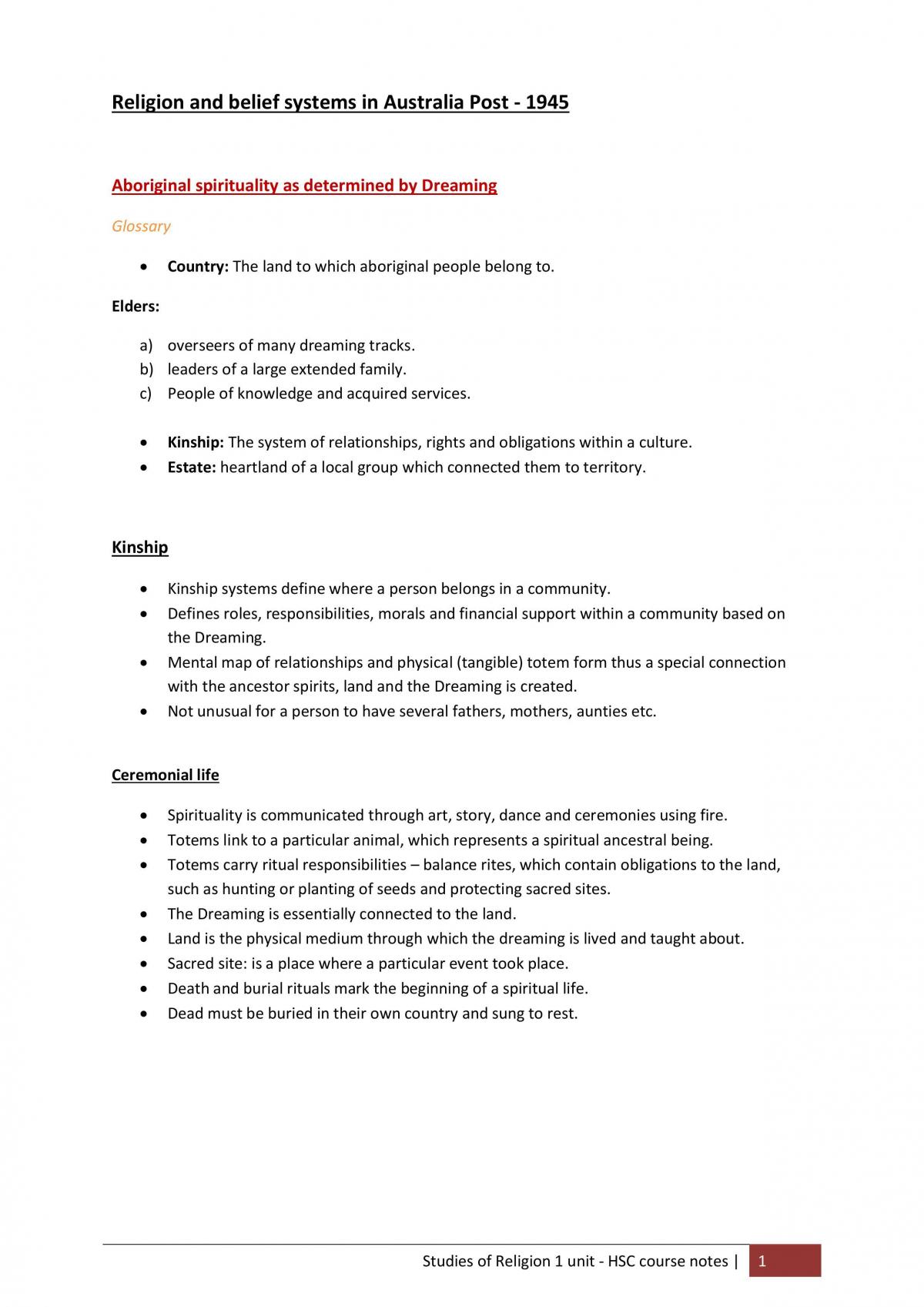 Notes on Study of Religion I - Page 1