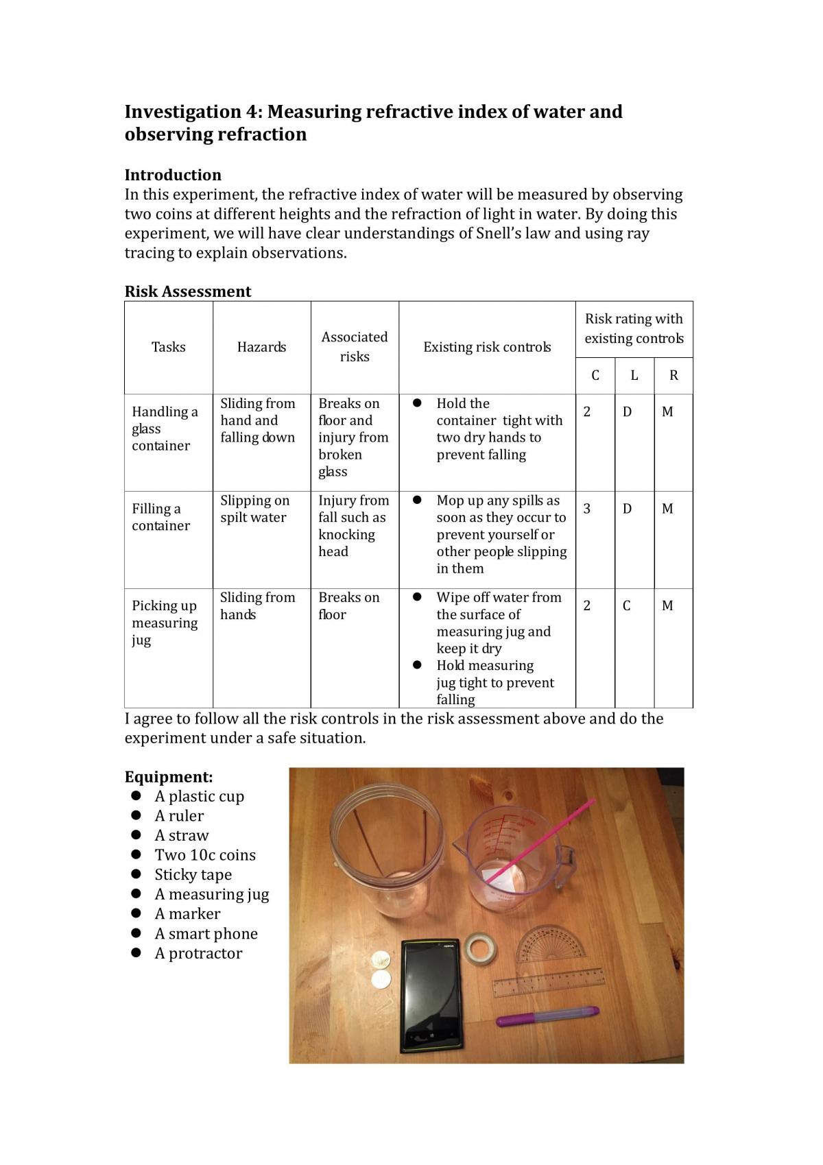 PHYS1110 Investigation 4 - Page 1