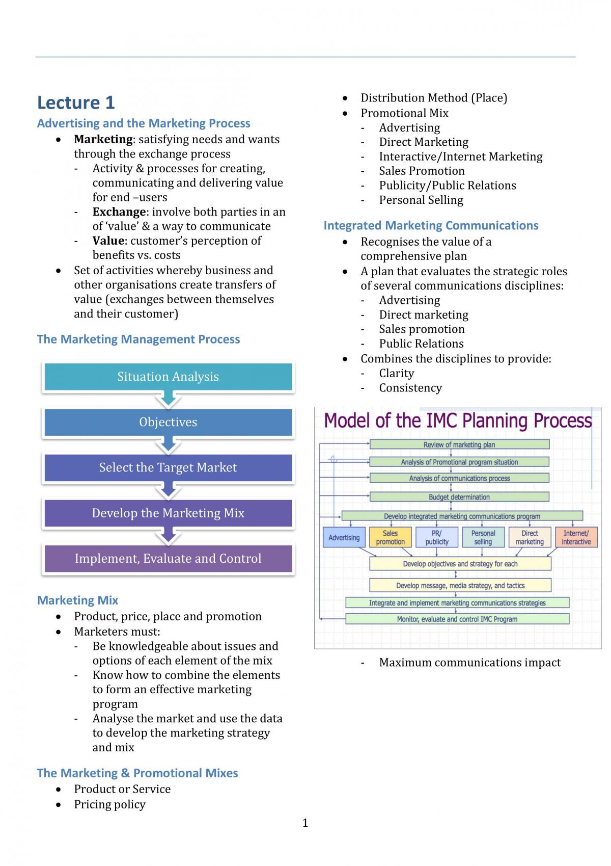 Integrated Marketing Communication Notes - Page 1