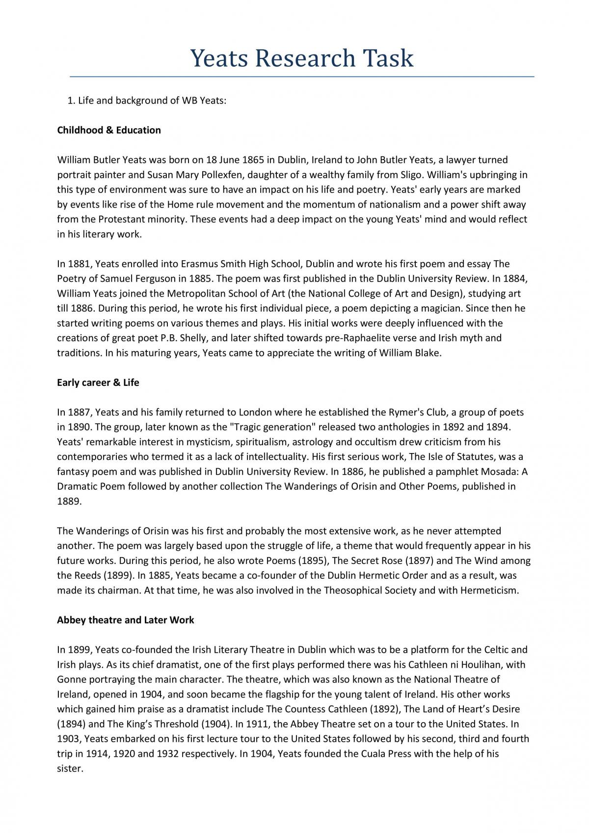 Yeats Task - Page 1
