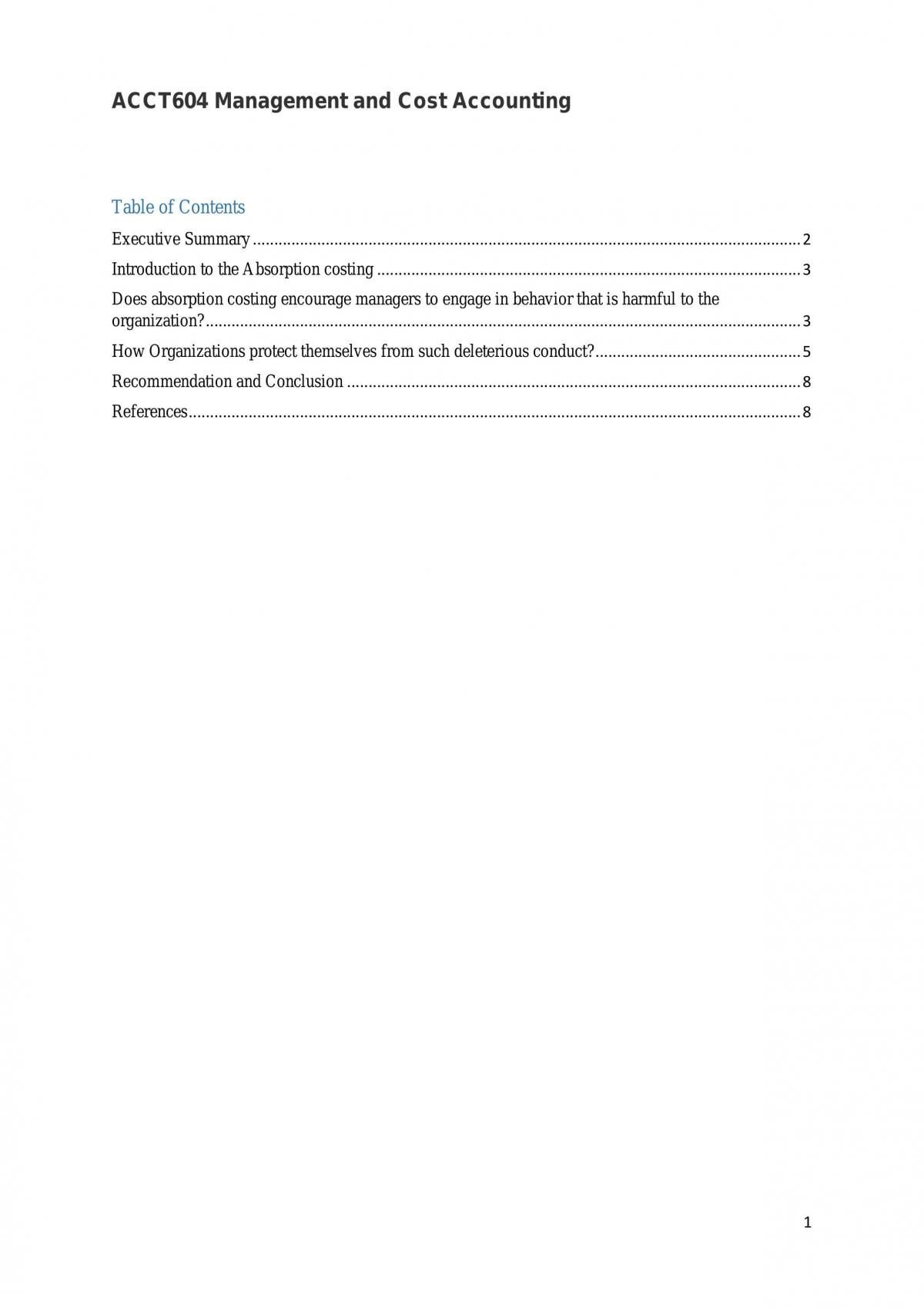 Absorption Costing Report - Page 1