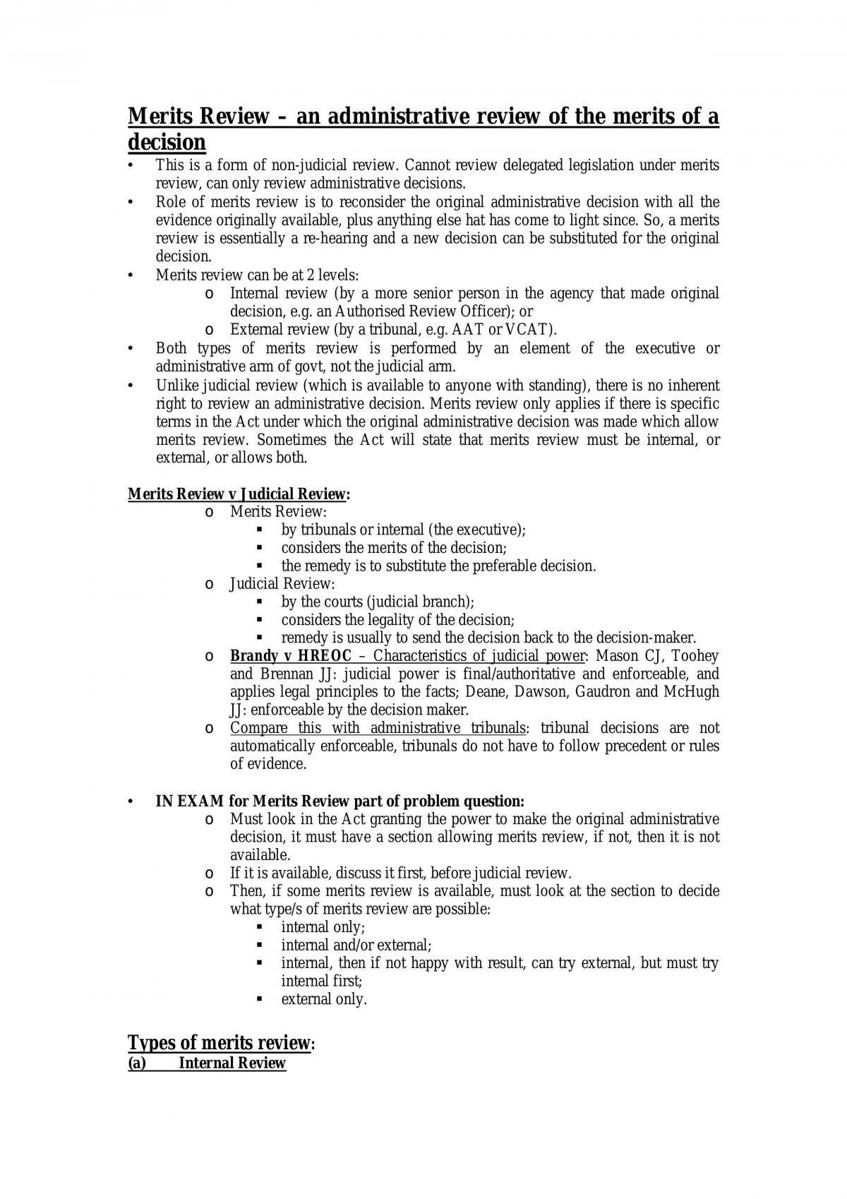 Merits Review - Admin Law - Page 1