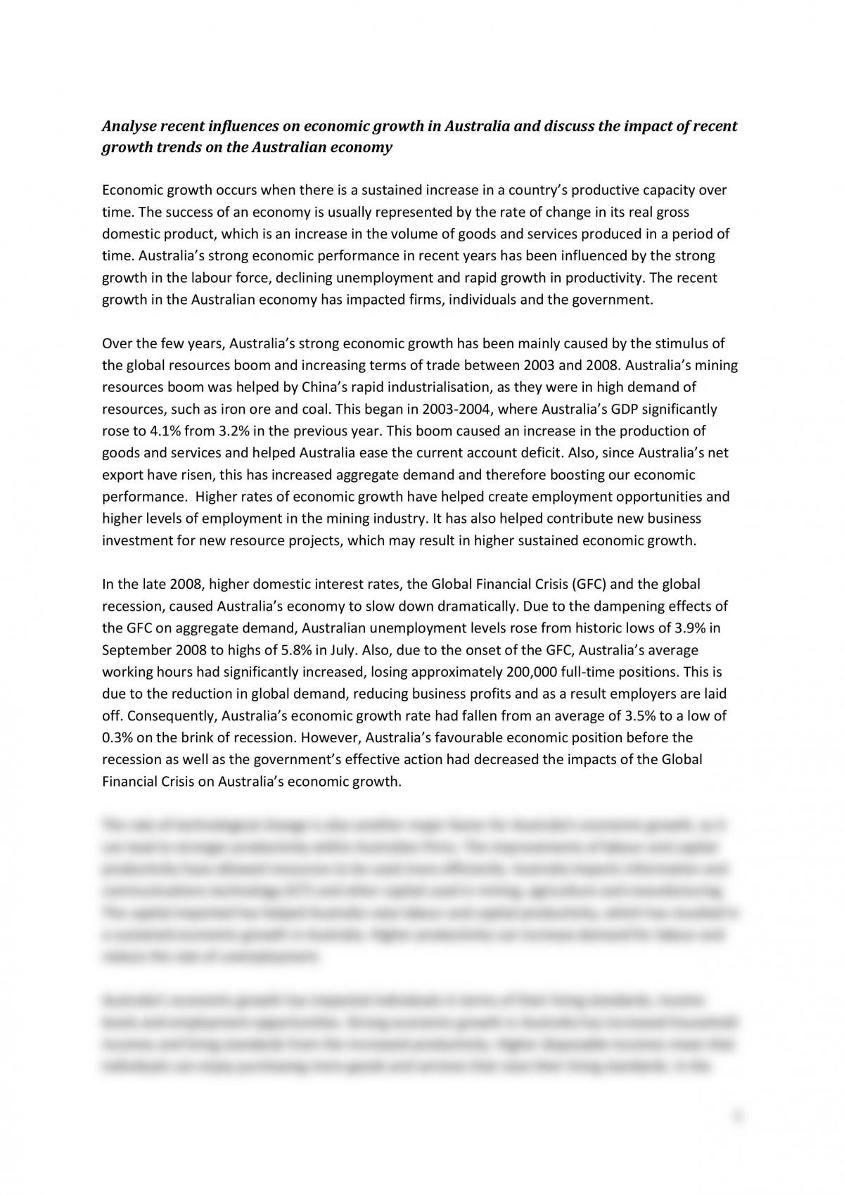 write essay about economic growth