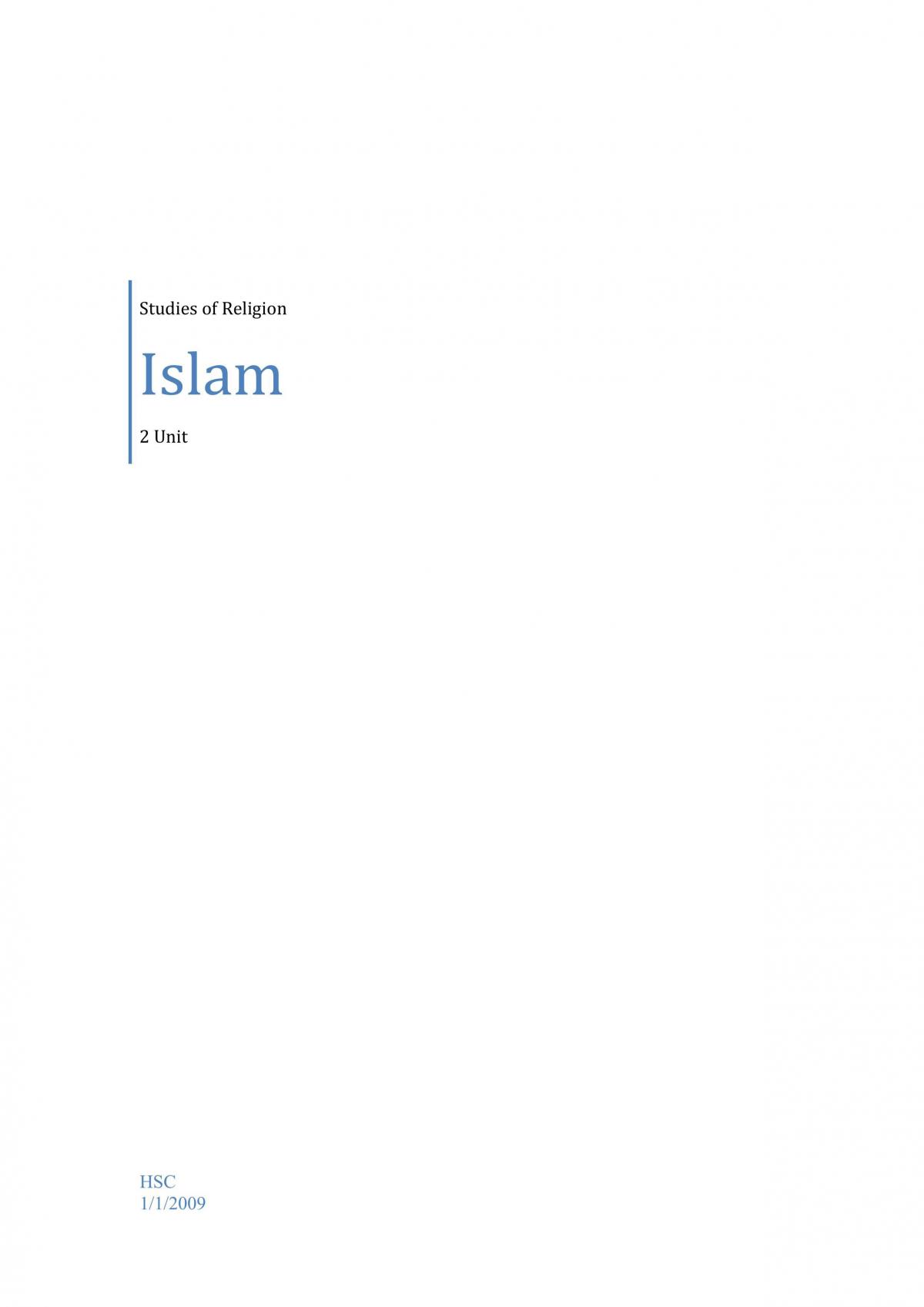 Islam Depth Study  - Page 1