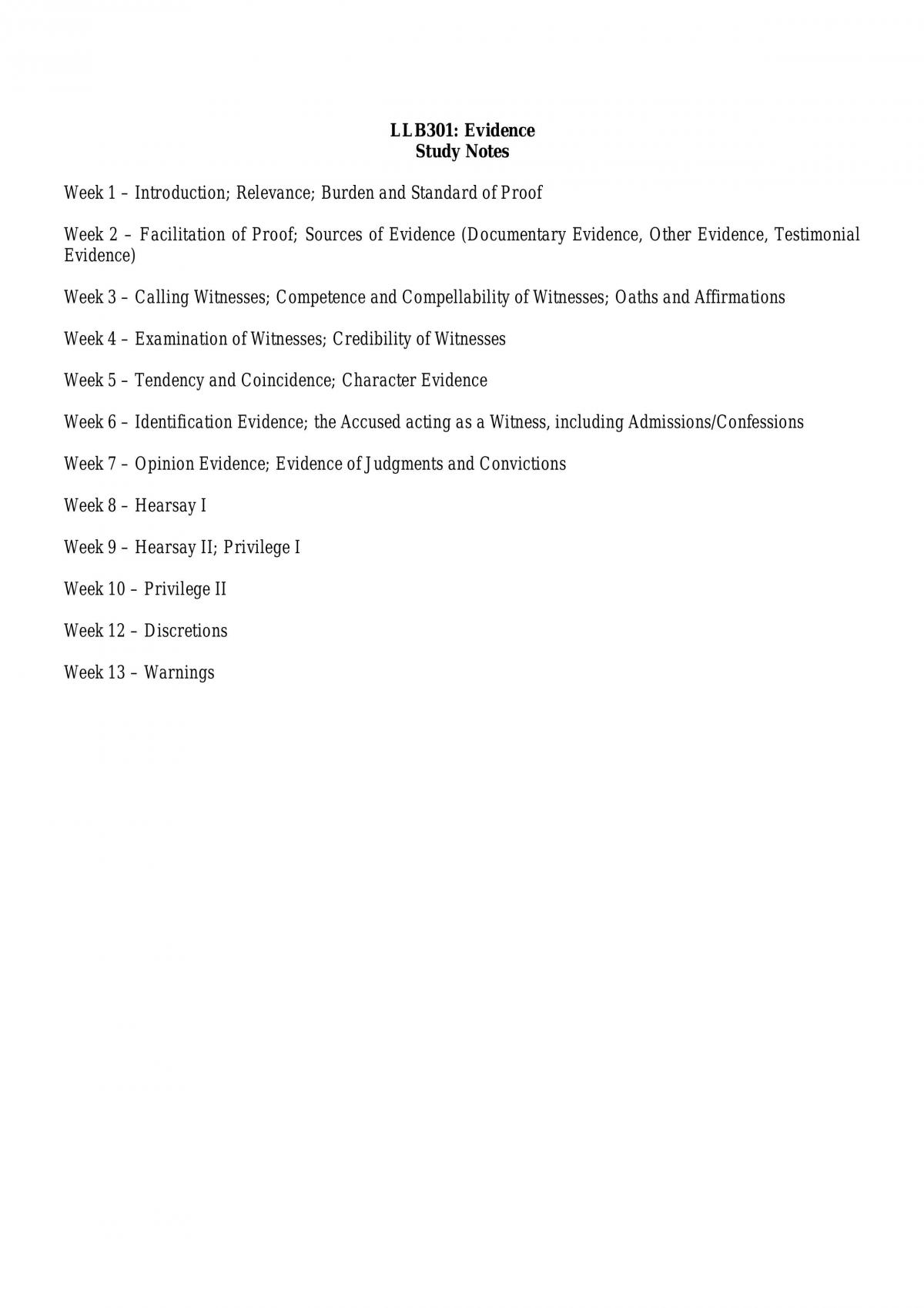Evidence Law Complete Summary - Page 1
