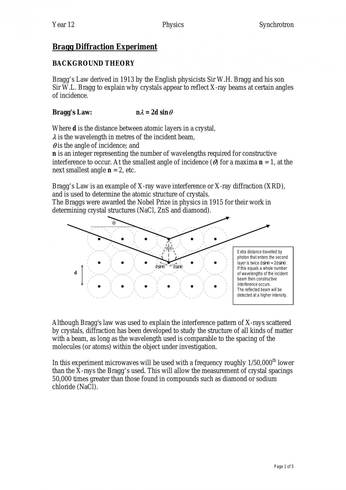 Bragg Diffraction Experiment - Page 1