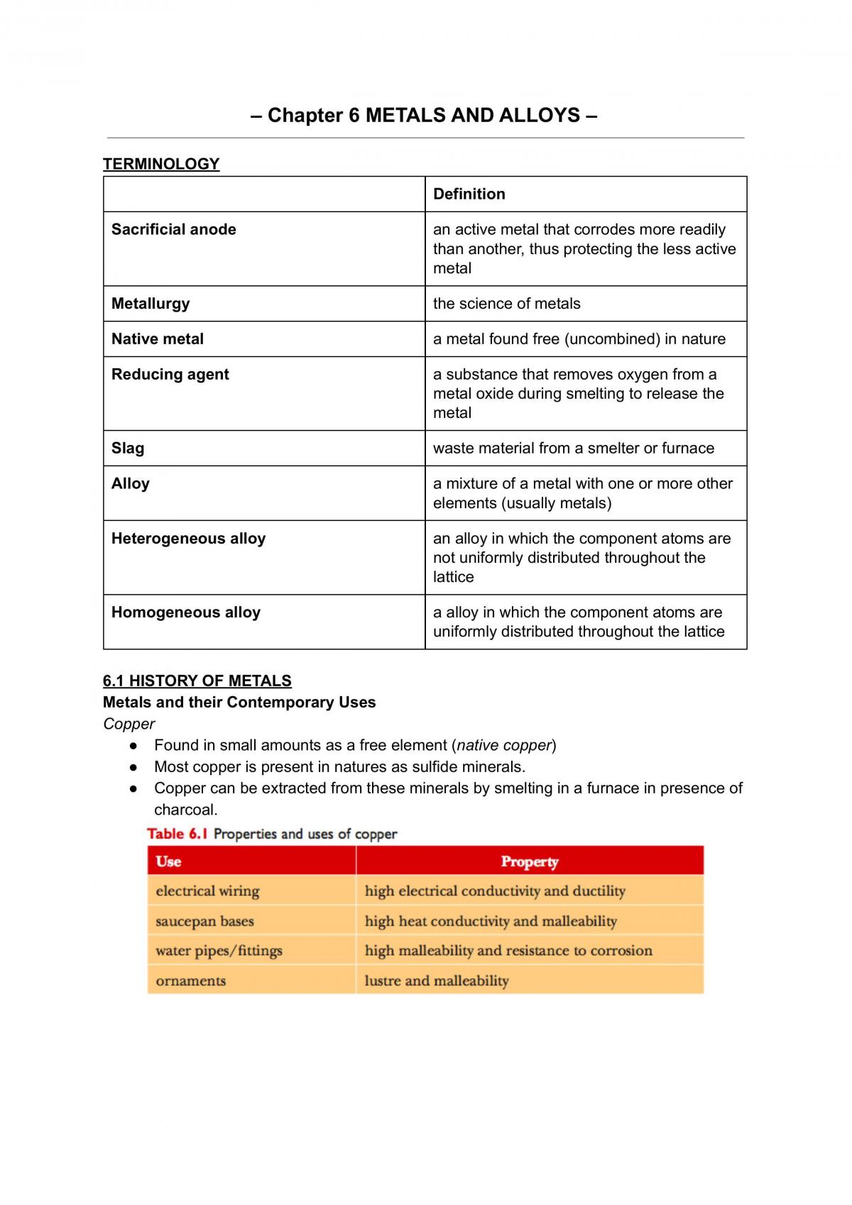Yr 11 - Module 2: Metals - Page 1